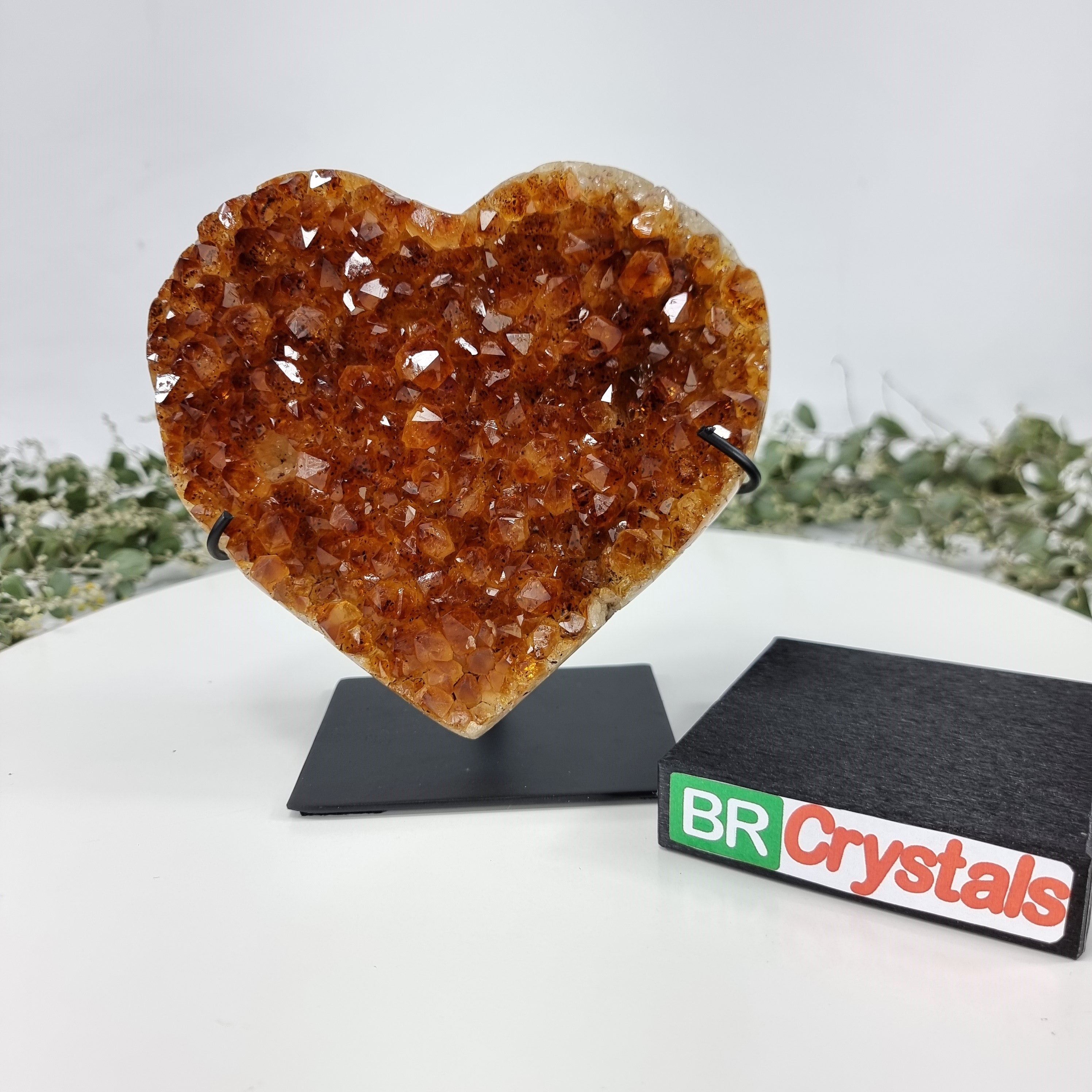 Citrine Heart Geode, Extra Quality, metal stand, 2.98 lbs & 6.30" Tall #by Brcrystals
