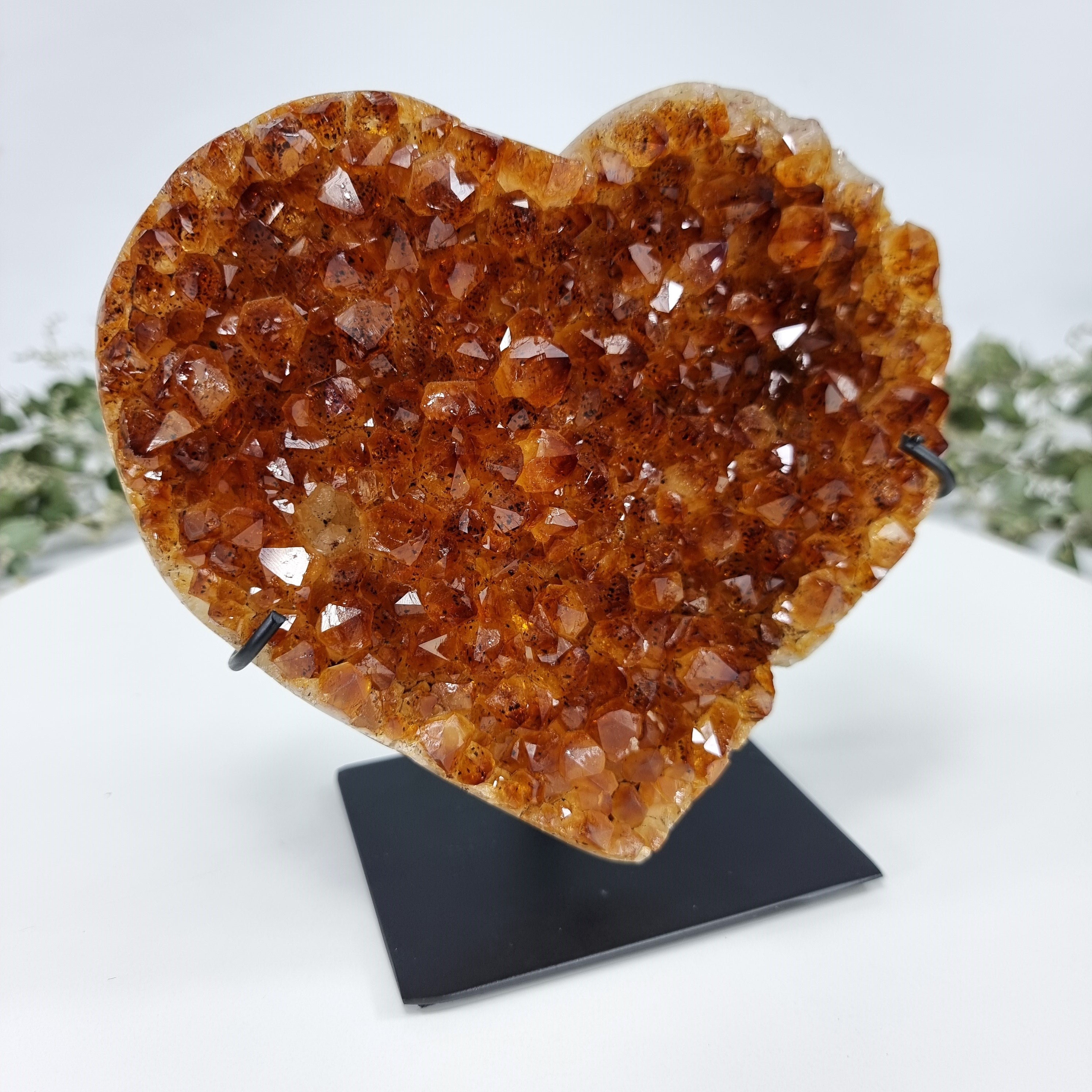 Citrine Heart Geode, Extra Quality, metal stand, 2.98 lbs & 6.30" Tall #by Brcrystals