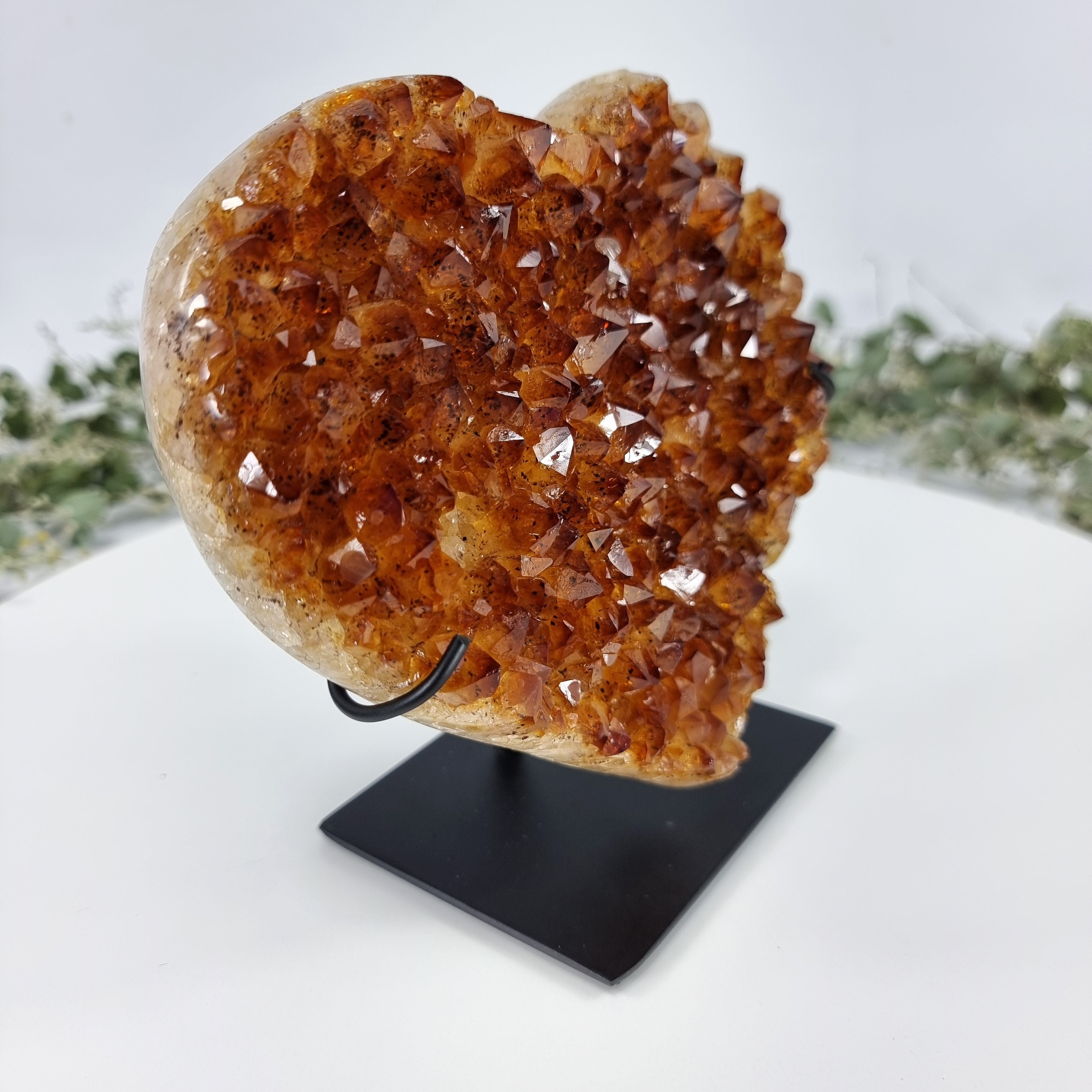 Citrine Heart Geode, Extra Quality, metal stand, 2.98 lbs & 6.30" Tall #by Brcrystals
