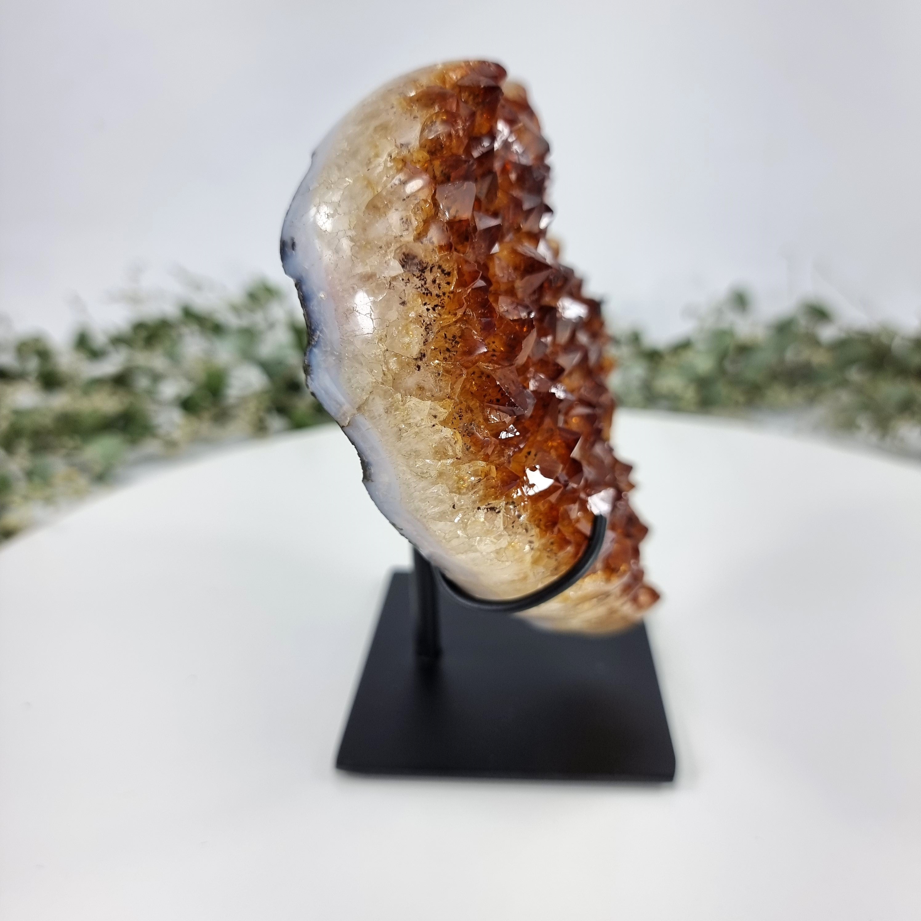 Citrine Heart Geode, Extra Quality, metal stand, 2.98 lbs & 6.30" Tall #by Brcrystals