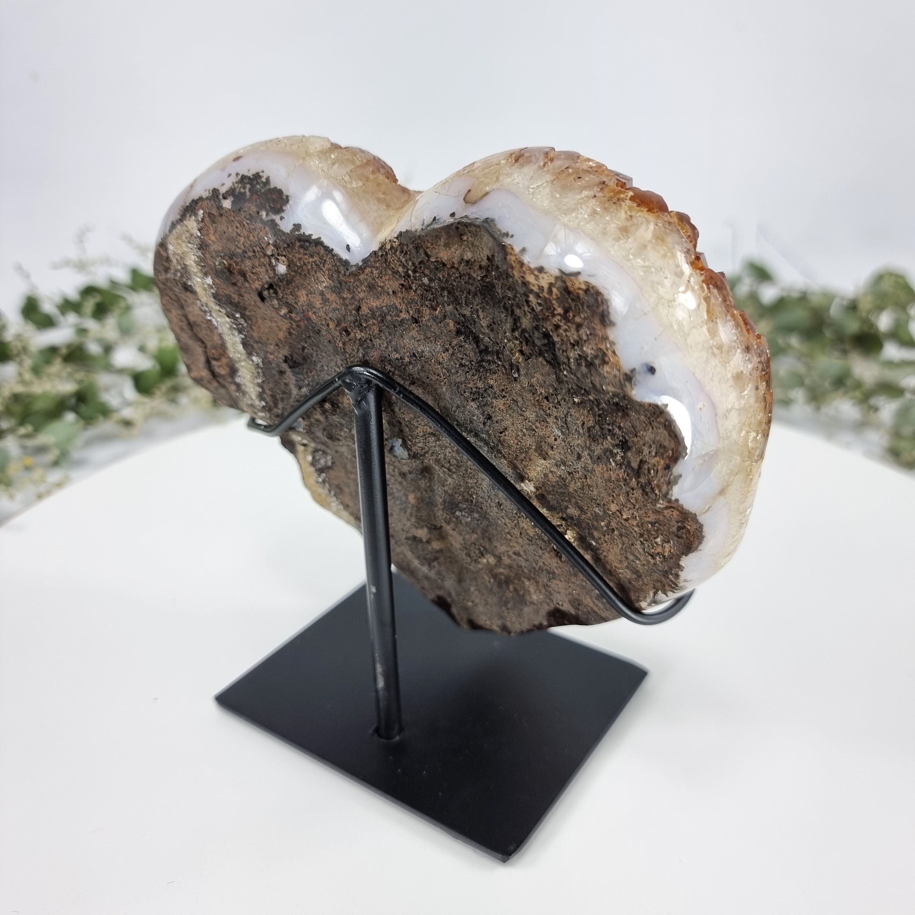 Citrine Heart Geode, Extra Quality, metal stand, 2.98 lbs & 6.30" Tall #by Brcrystals