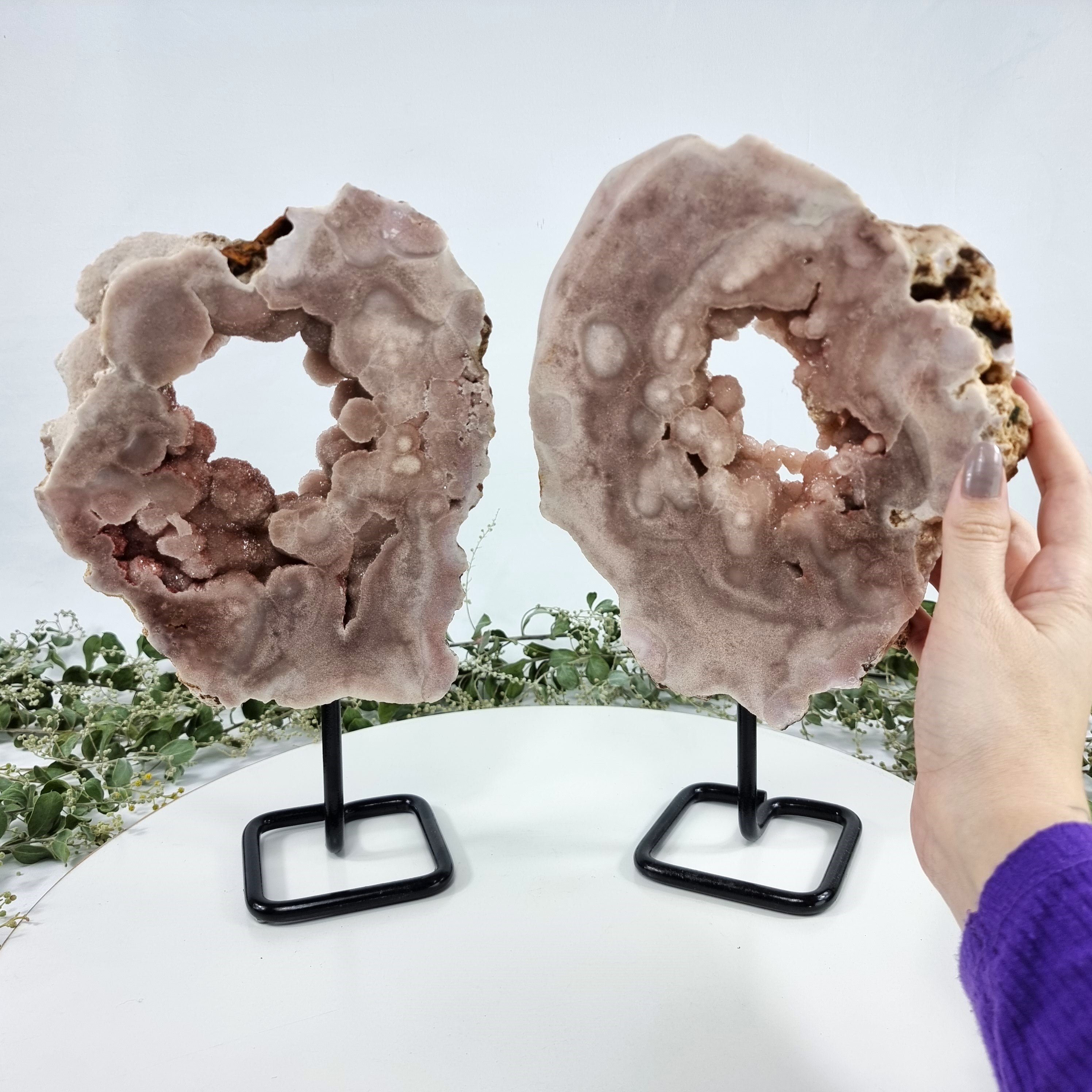 Pink Amethyst Slice on a Stand, 6.83 lbs and 11.02" Tall, Set 2, #by Brcrystals