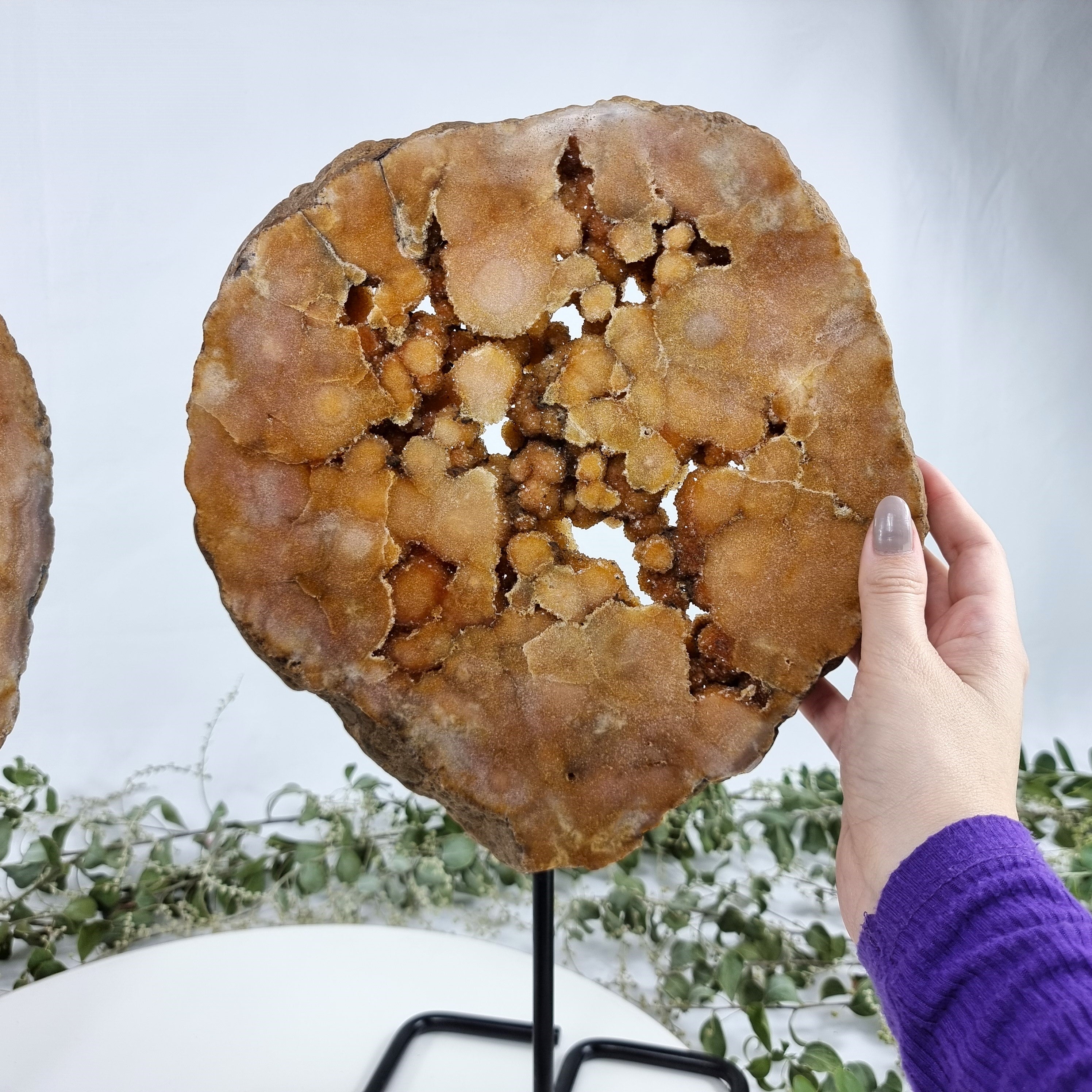 Pink Amethyst Slice on a Stand, 12.48 lbs and 14.57" Tall, Set 2, #by Brcrystals