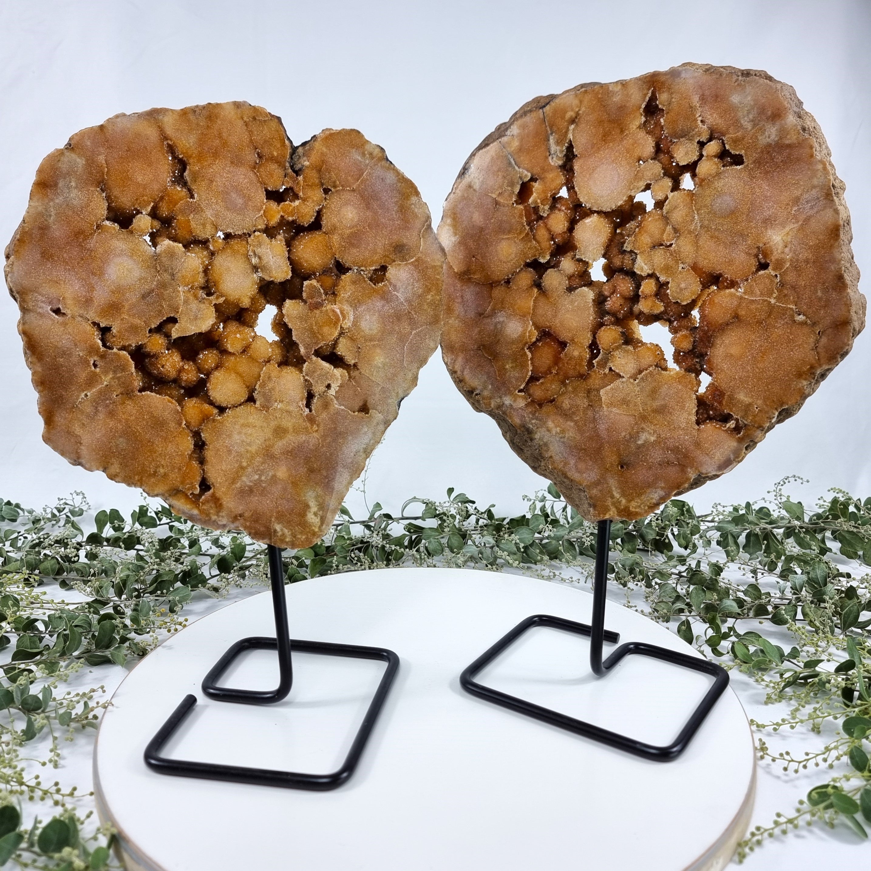 Pink Amethyst Slice on a Stand, 12.48 lbs and 14.57" Tall, Set 2, #by Brcrystals