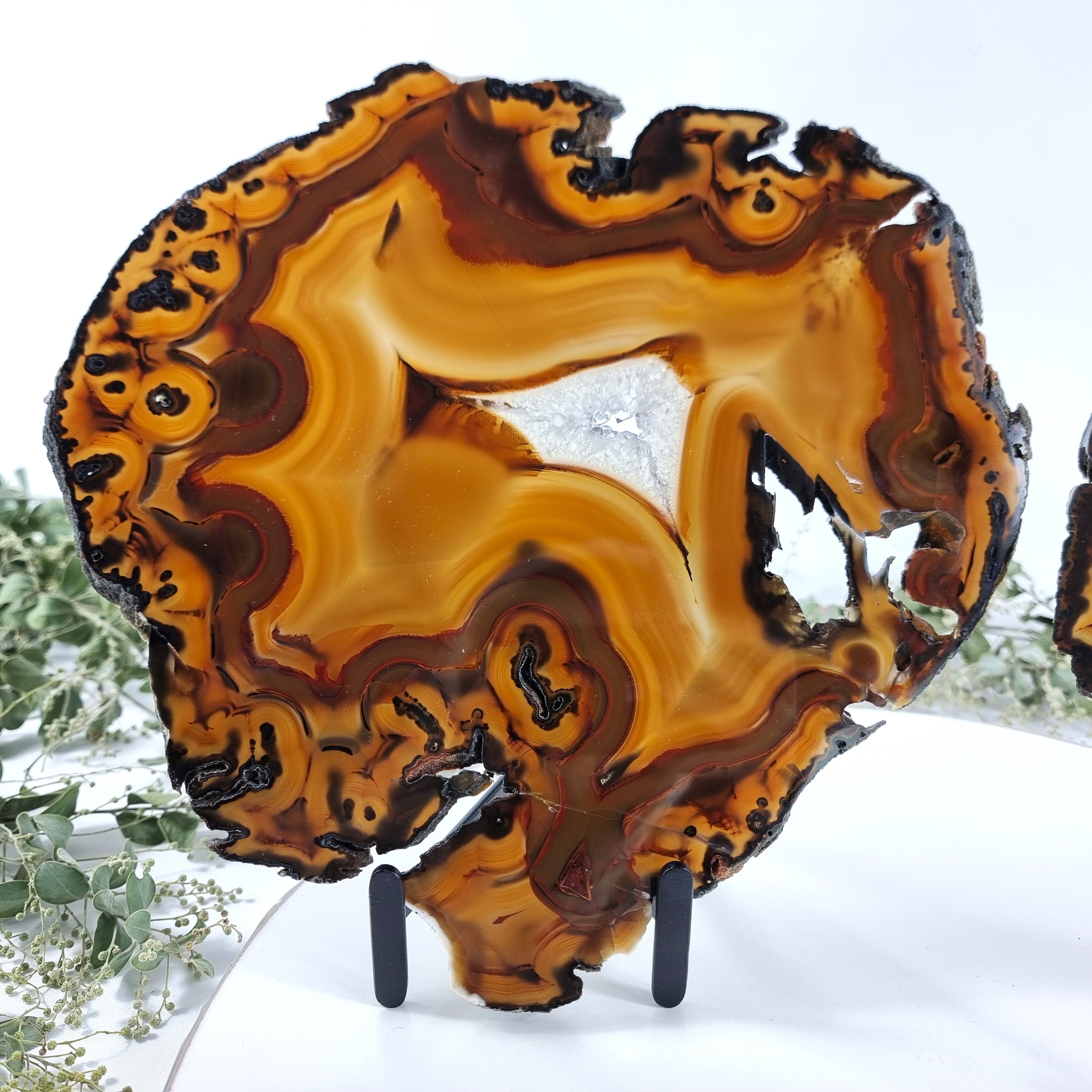Natural Agate Slabs on Metal Stand - Special Large Natural Brazilian - Set of 2