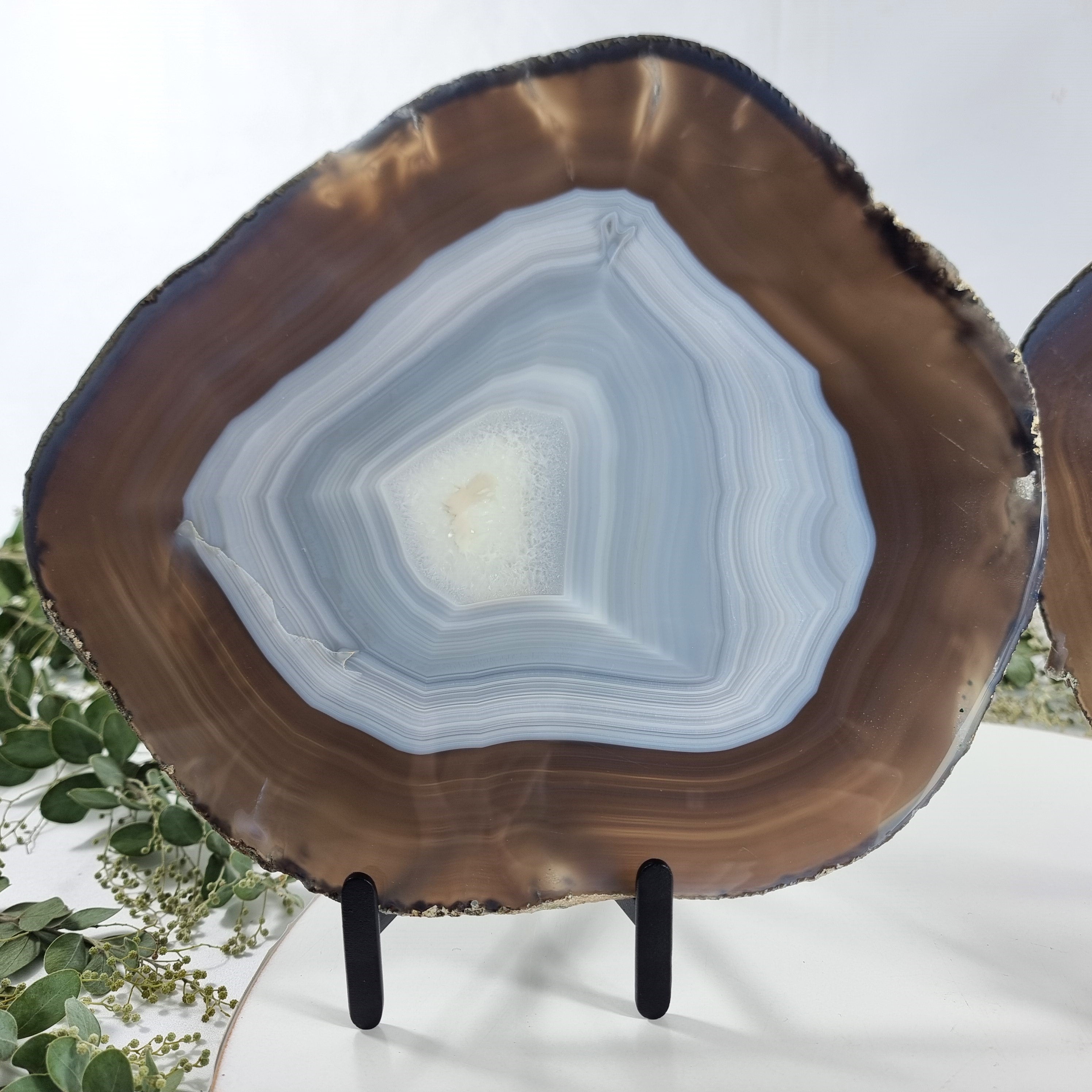Natural Agate Slabs on Metal Stand - Special Large Natural Brazilian - Set of 2