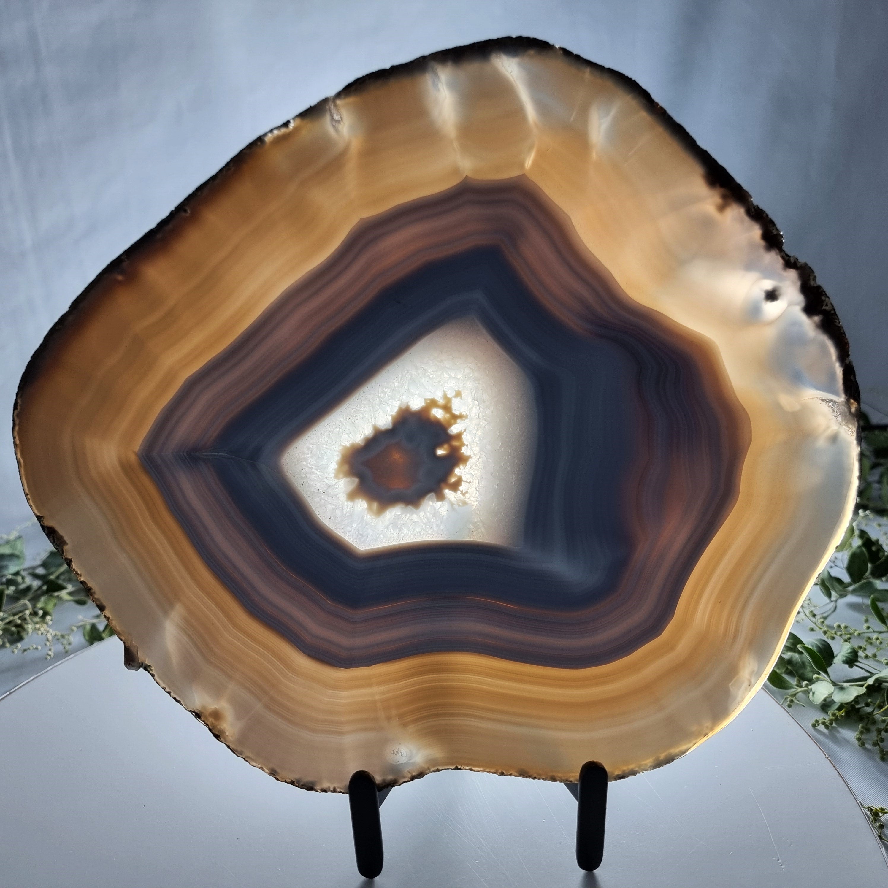Natural Agate Slabs on Metal Stand - Special Large Natural Brazilian - Set of 2