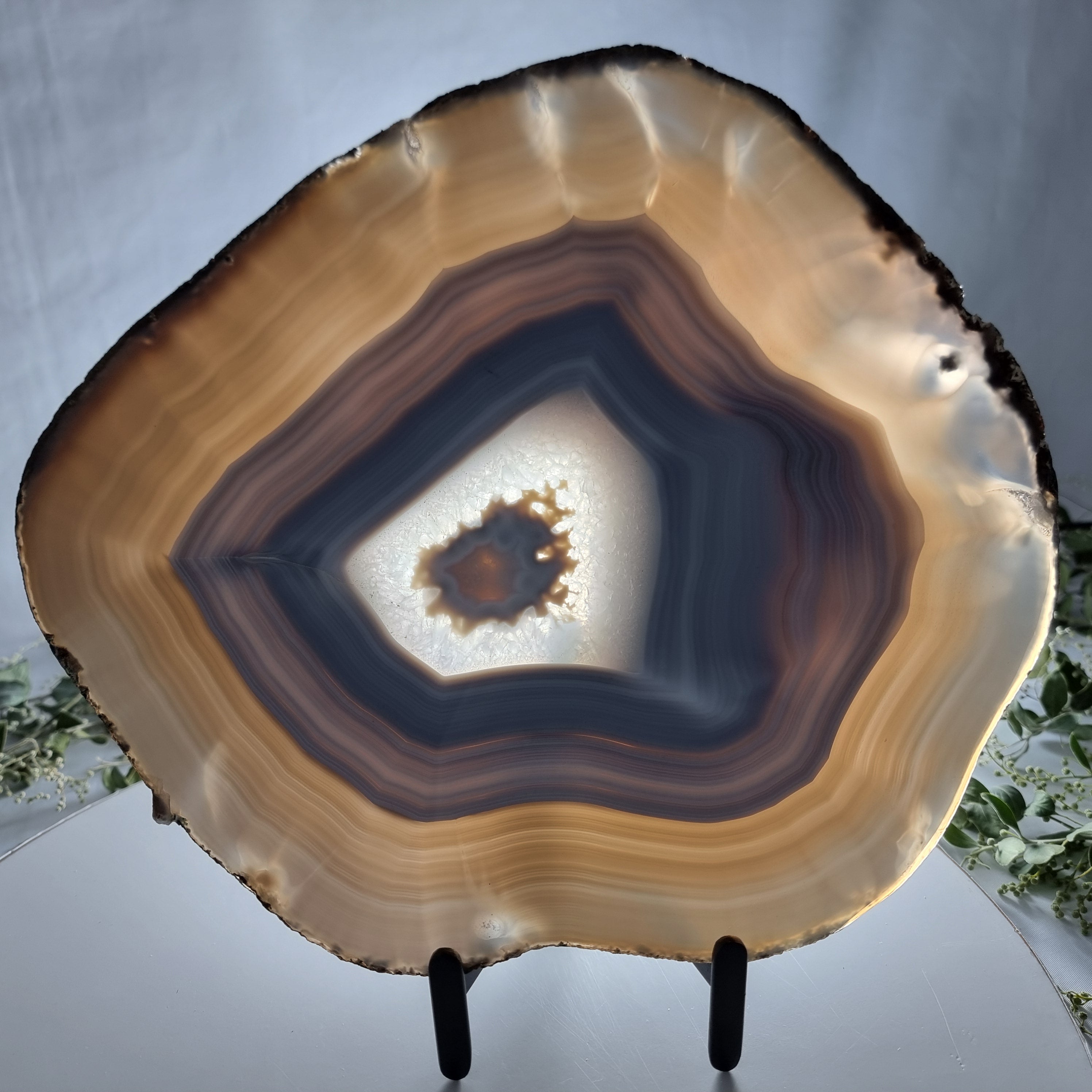 Natural Agate Slabs on Metal Stand - Special Large Natural Brazilian - Set of 2