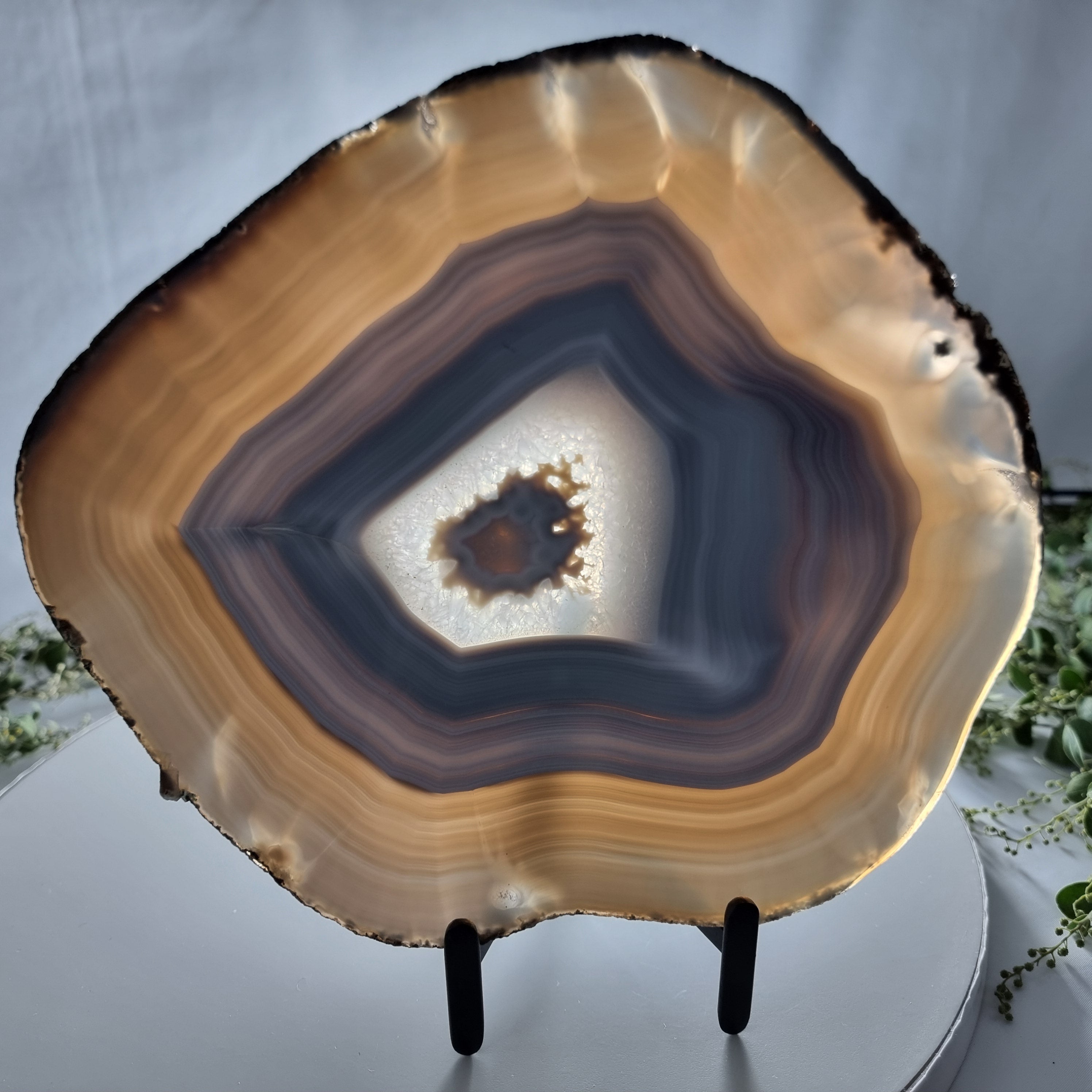 Natural Agate Slabs on Metal Stand - Special Large Natural Brazilian - Set of 2
