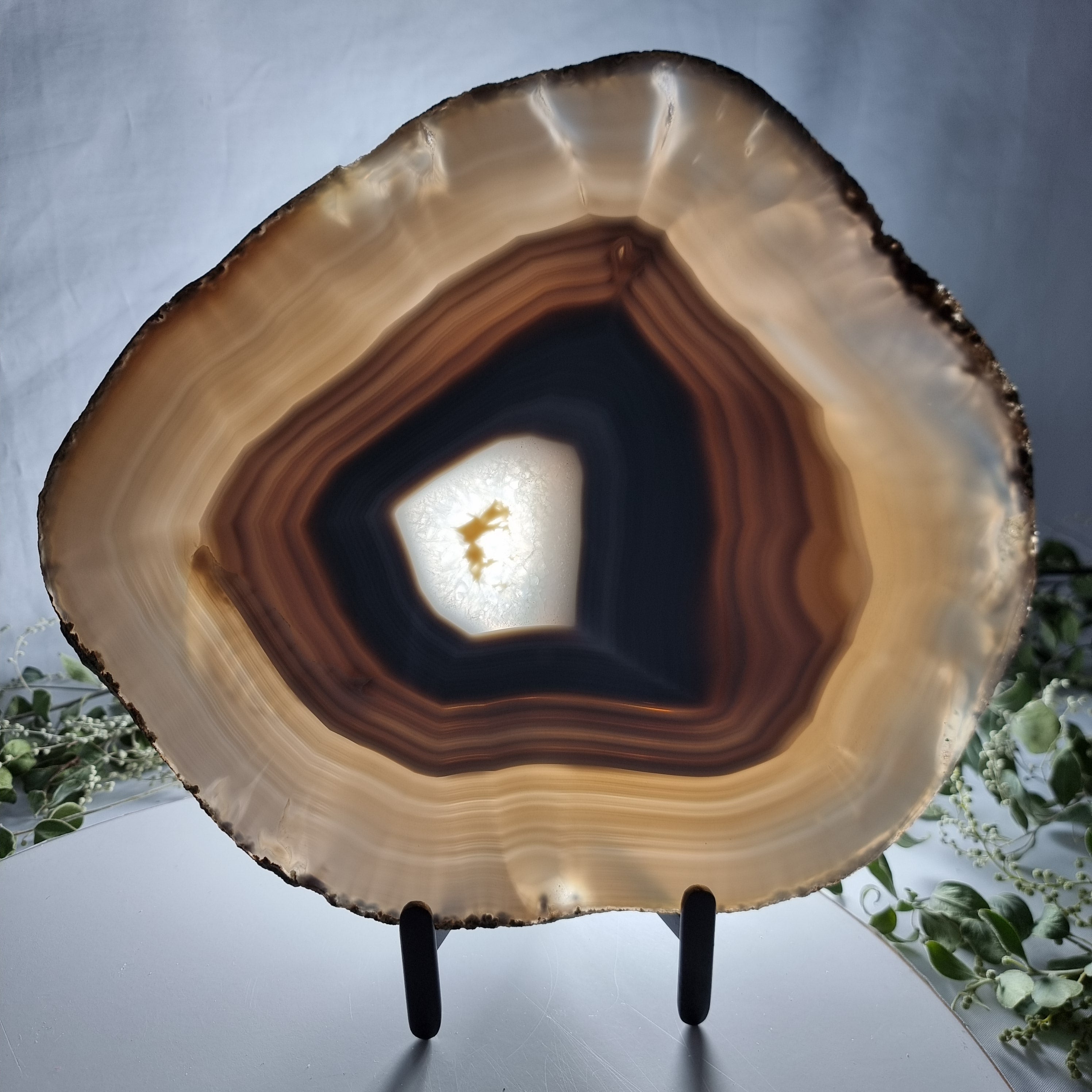 Natural Agate Slabs on Metal Stand - Special Large Natural Brazilian - Set of 2