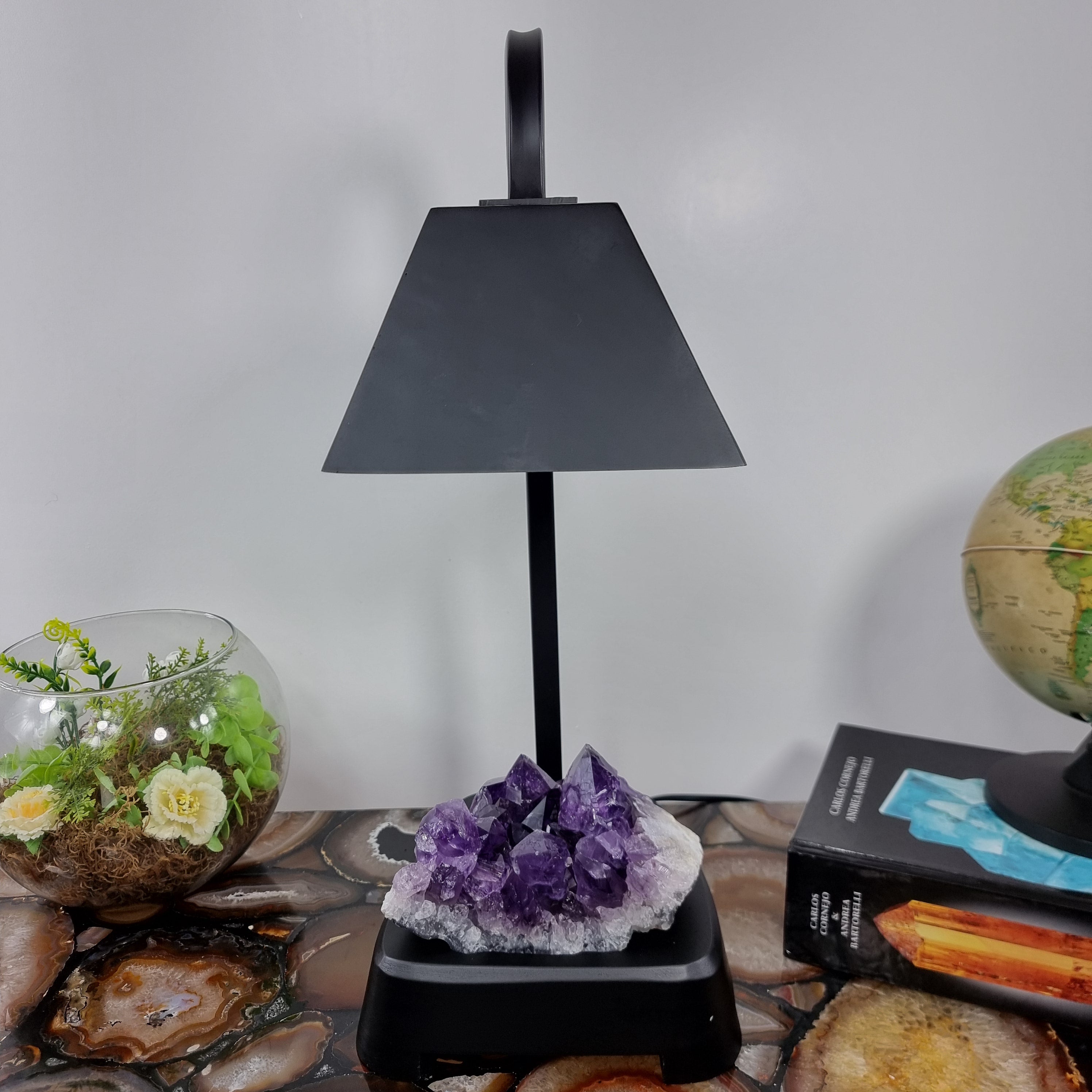 Gemstone LAMP | Beautiful Druzy Stone on Base | Super Special with 45 cm height - Handmade Piece BR Crystals