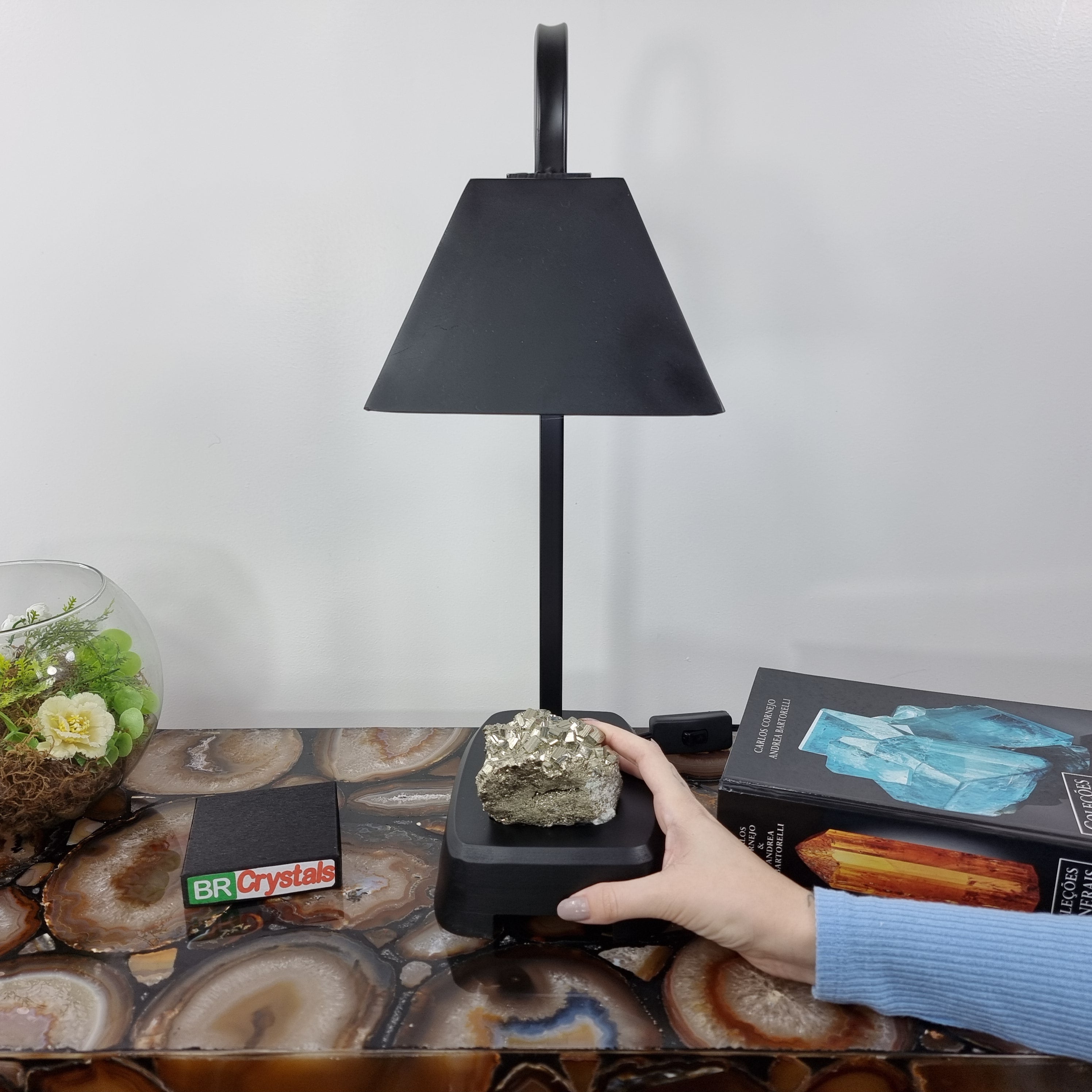 Gemstone LAMP | Beautiful Druzy Stone on Base | Super Special with 45 cm height - Handmade Piece BR Crystals