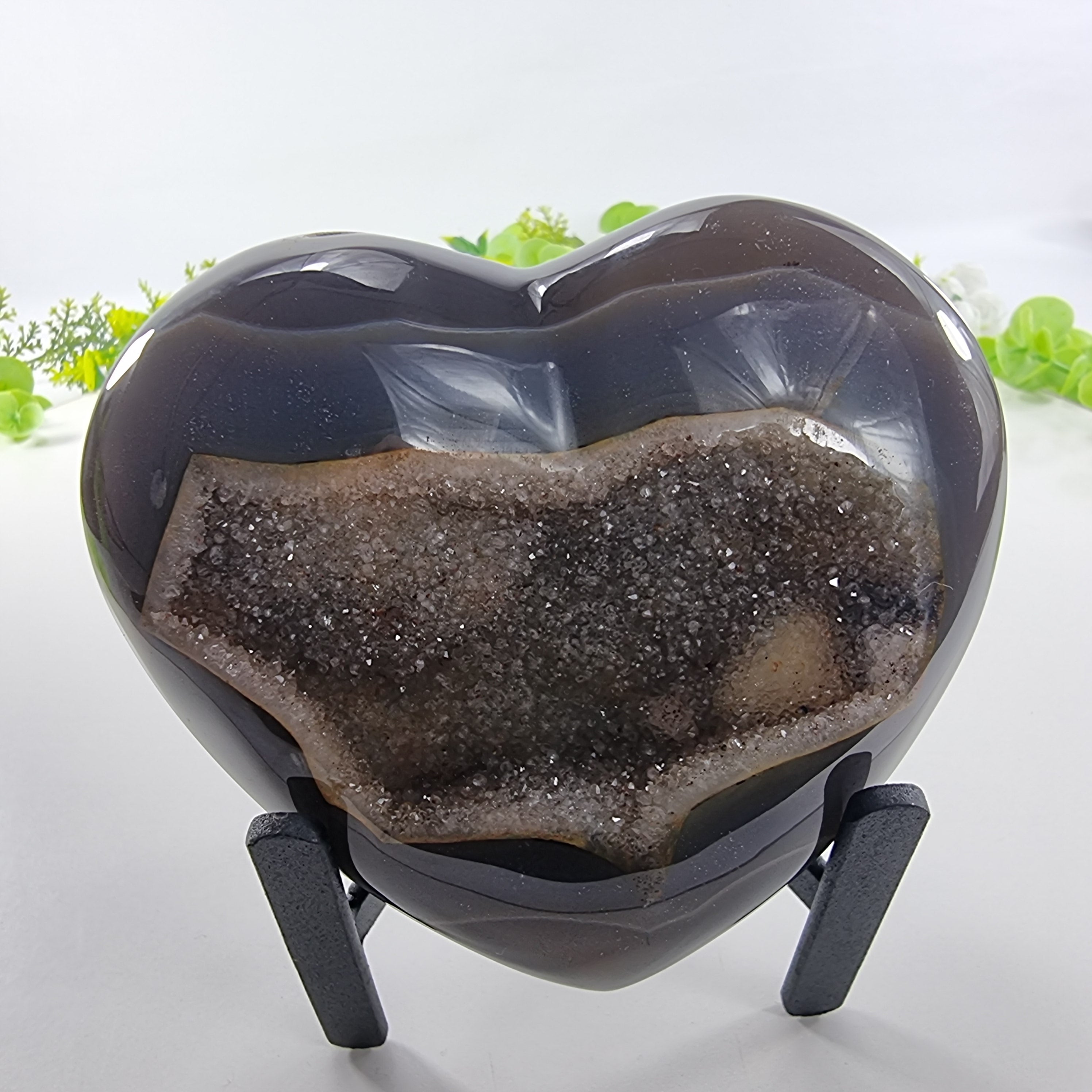 Natural Agate Heart | Height 11.5 cm, 0.745 kgs | Handmade Piece by BR Crystals