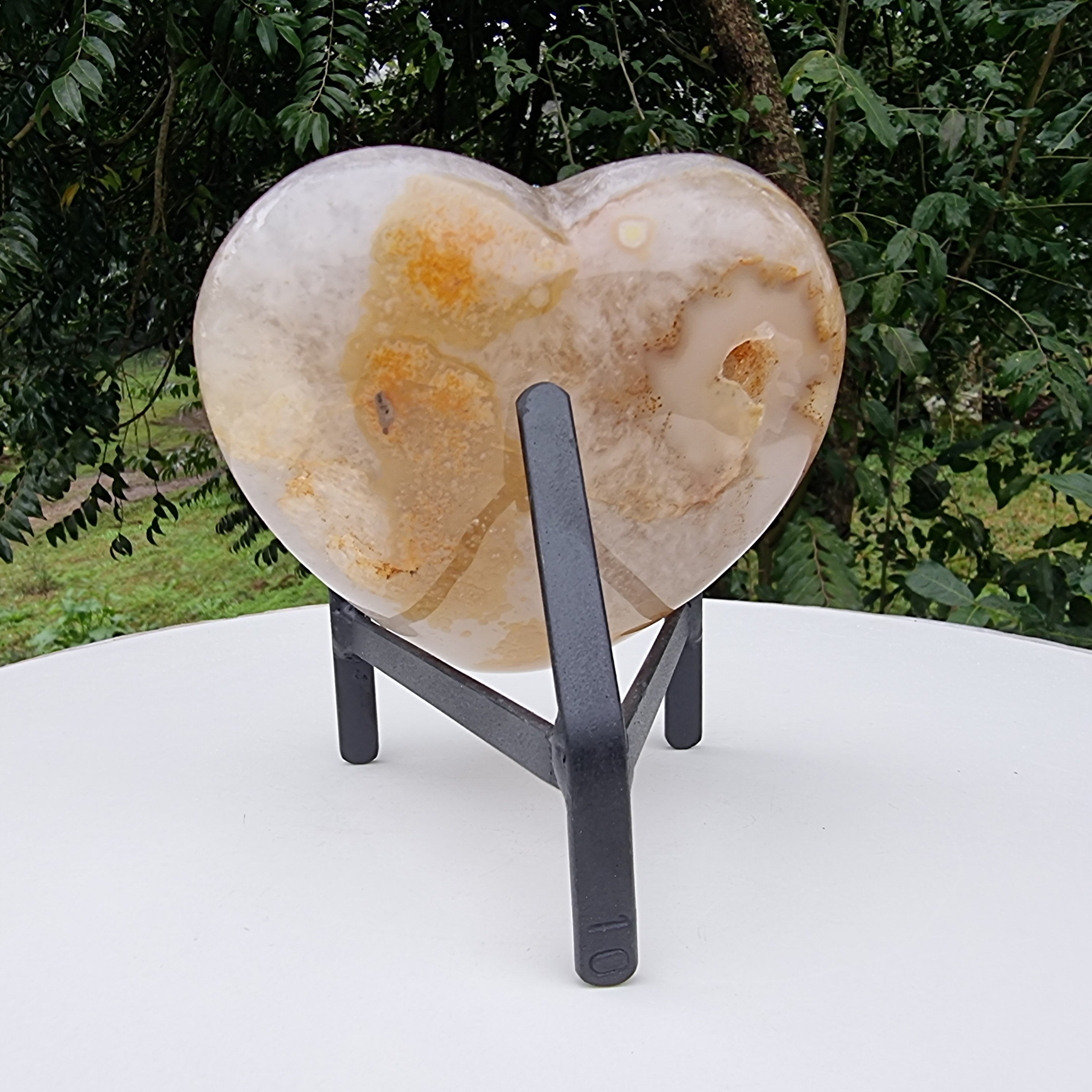 Agate Heart Geode, Extra Quality, metal stand, 1.39 lbs & 4.51" Tall #by Brcrystals