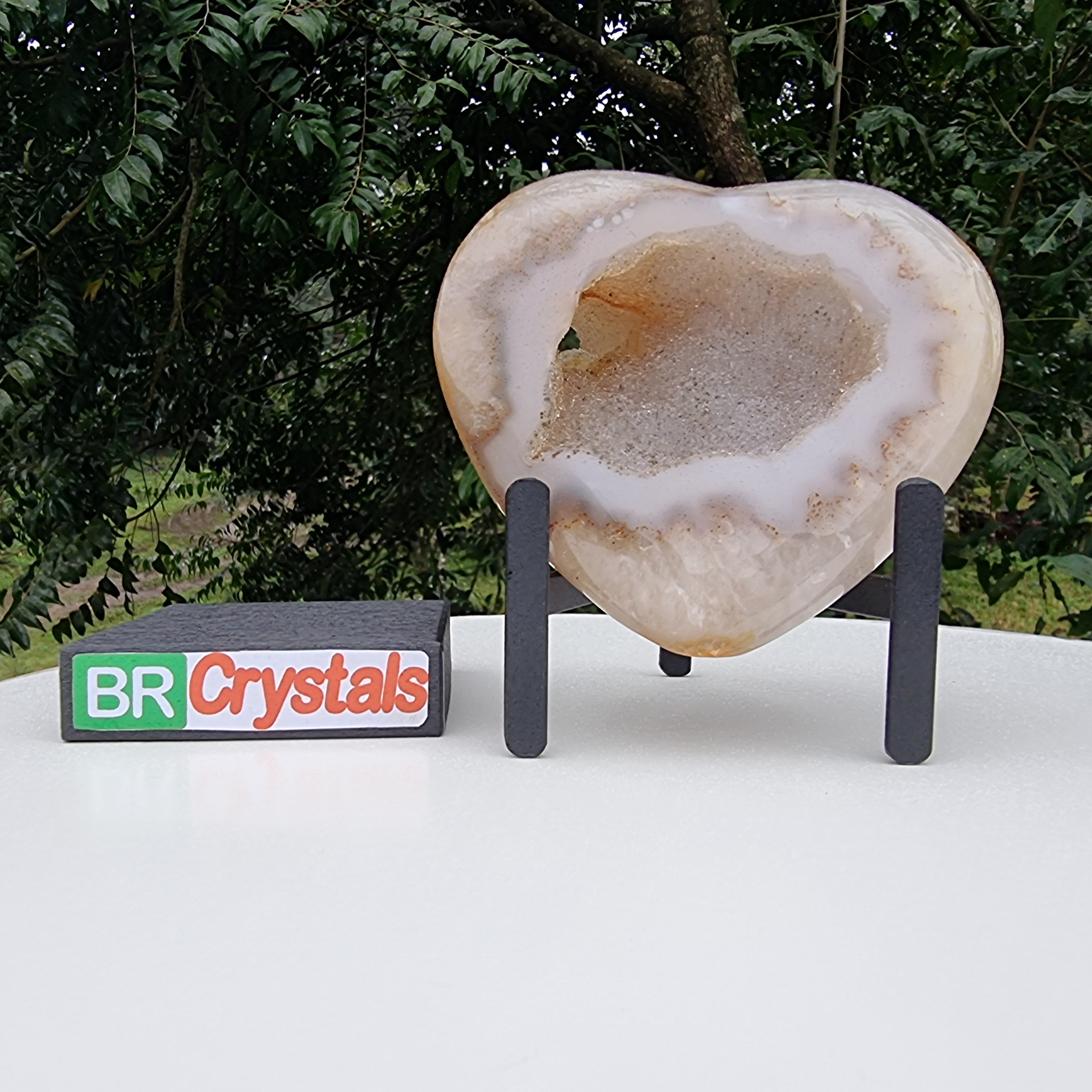 Natural Agate Heart | Height 11.5 cm, 0.690 kgs | BR Crystals Handcrafted Piece