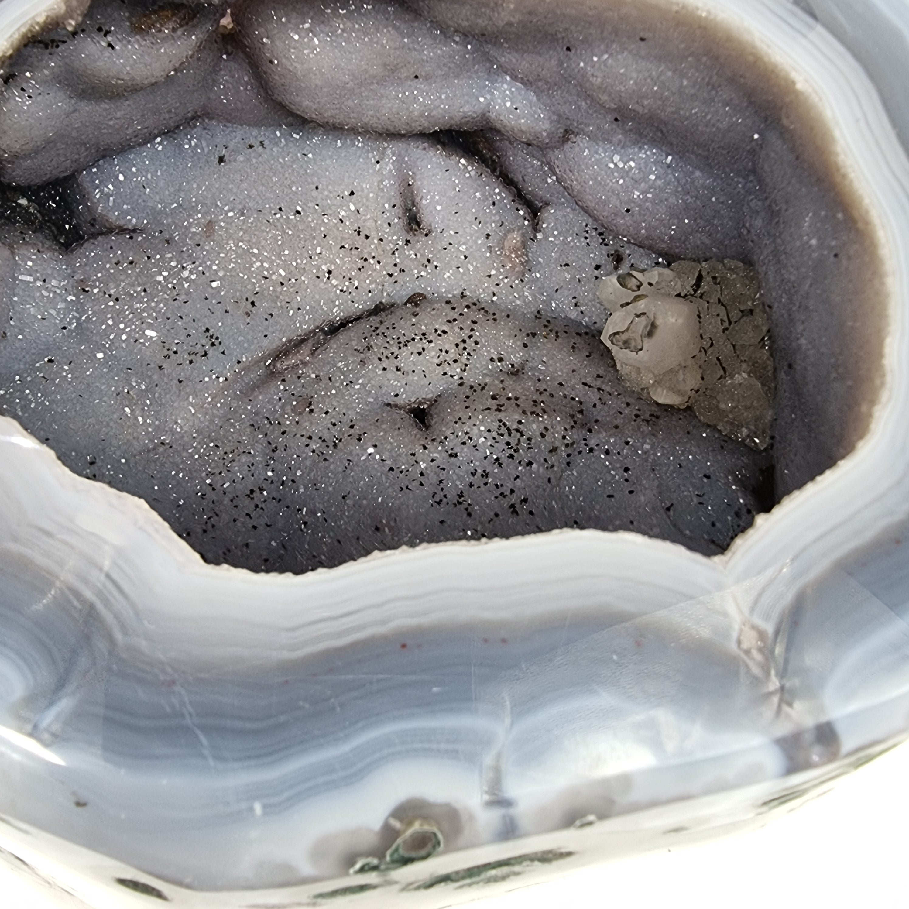 Polished Agate Geodes Jewelry Holder with Crystals One Piece