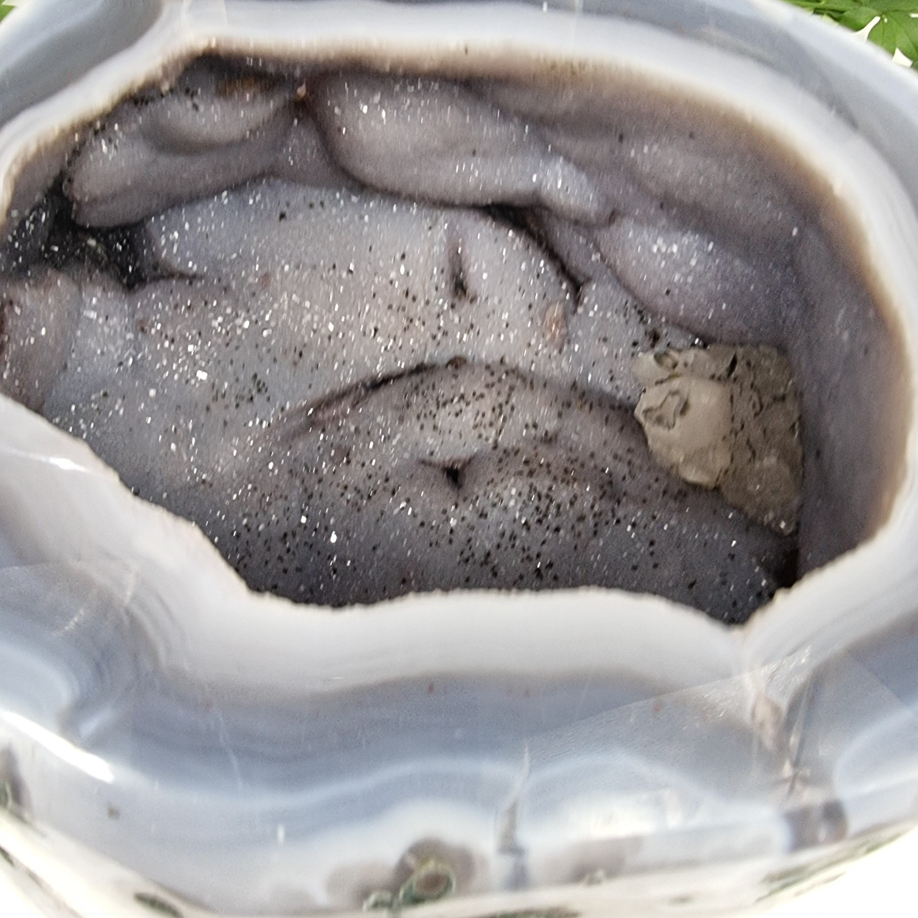 Polished Agate Geodes Jewelry Holder with Crystals One Piece