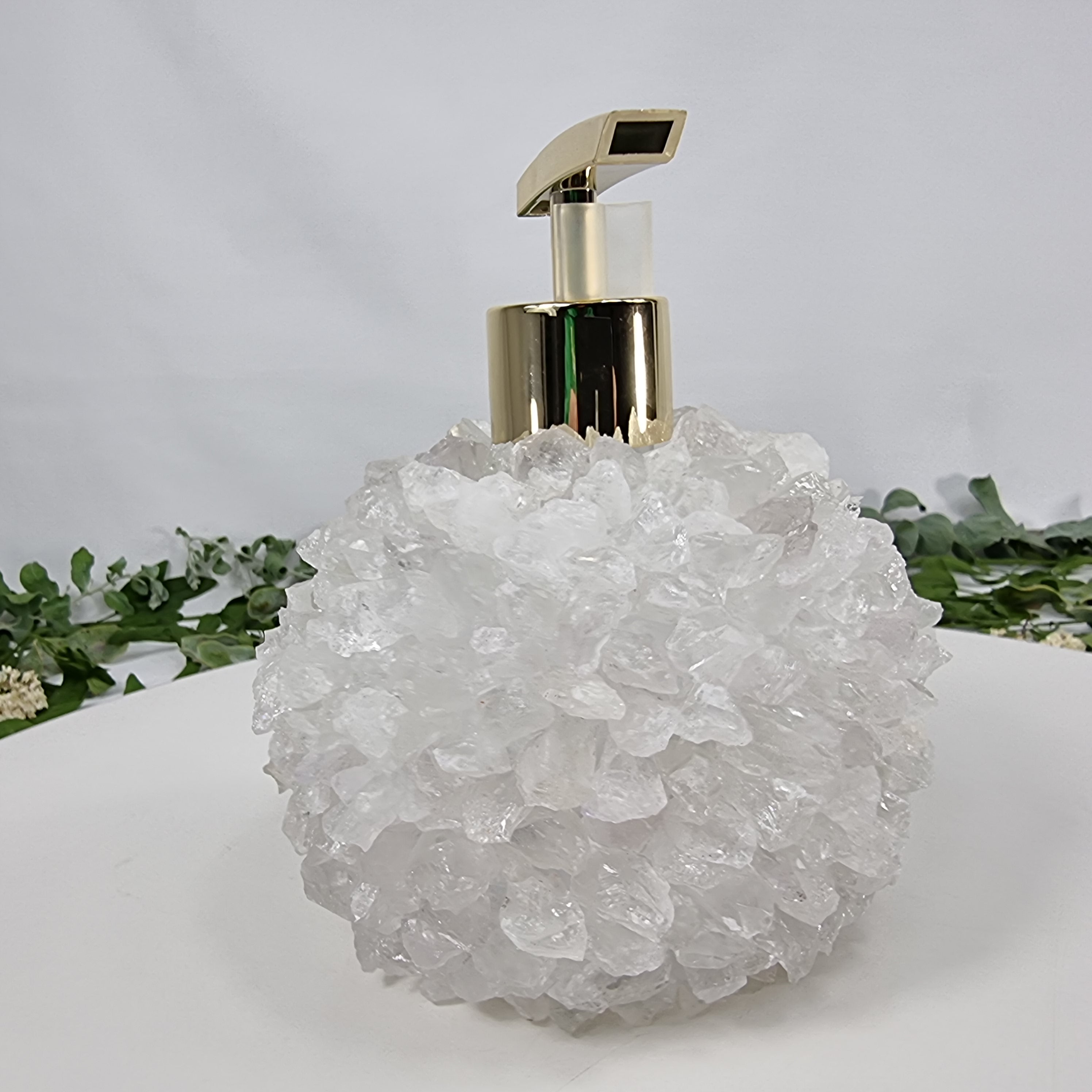 Crystal Soap Dispenser | Extra Quality 15 cm high | Golden and Silver Spout | Energy, Beauty and Sophistication
