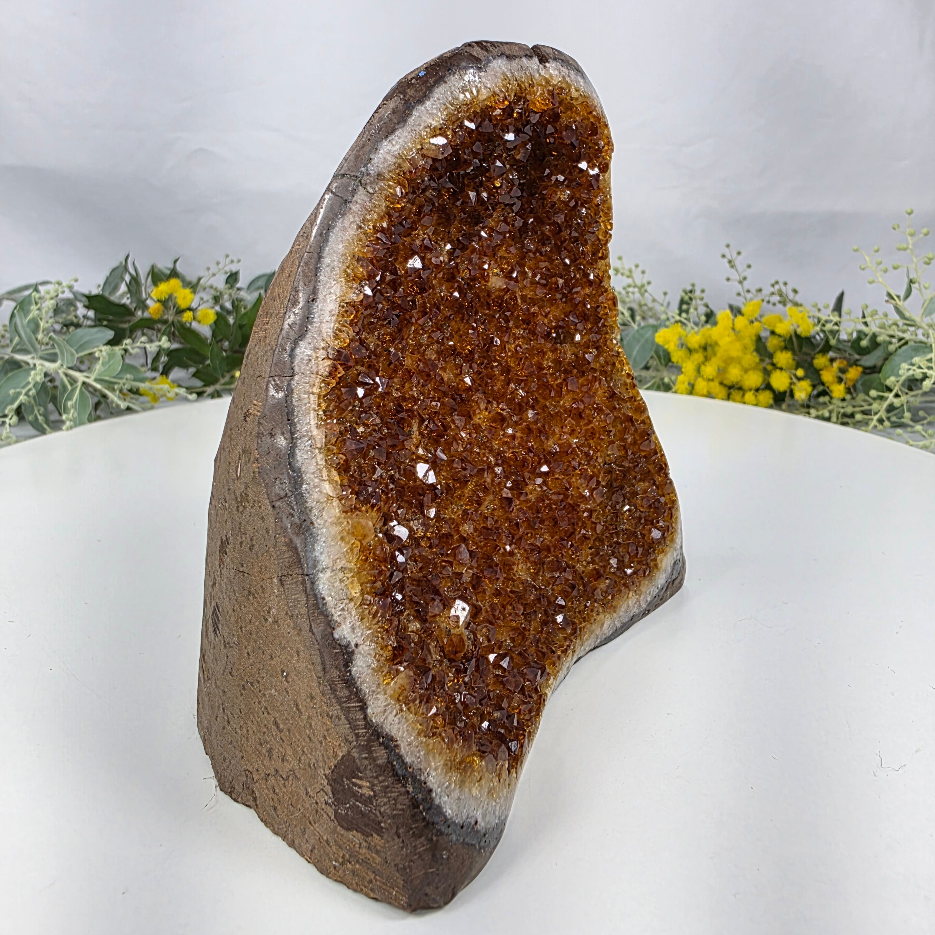 Special Citrine Druse | Weight 1.30 Kgs, Height 13 cm | Handcrafted BR Crystals Piece