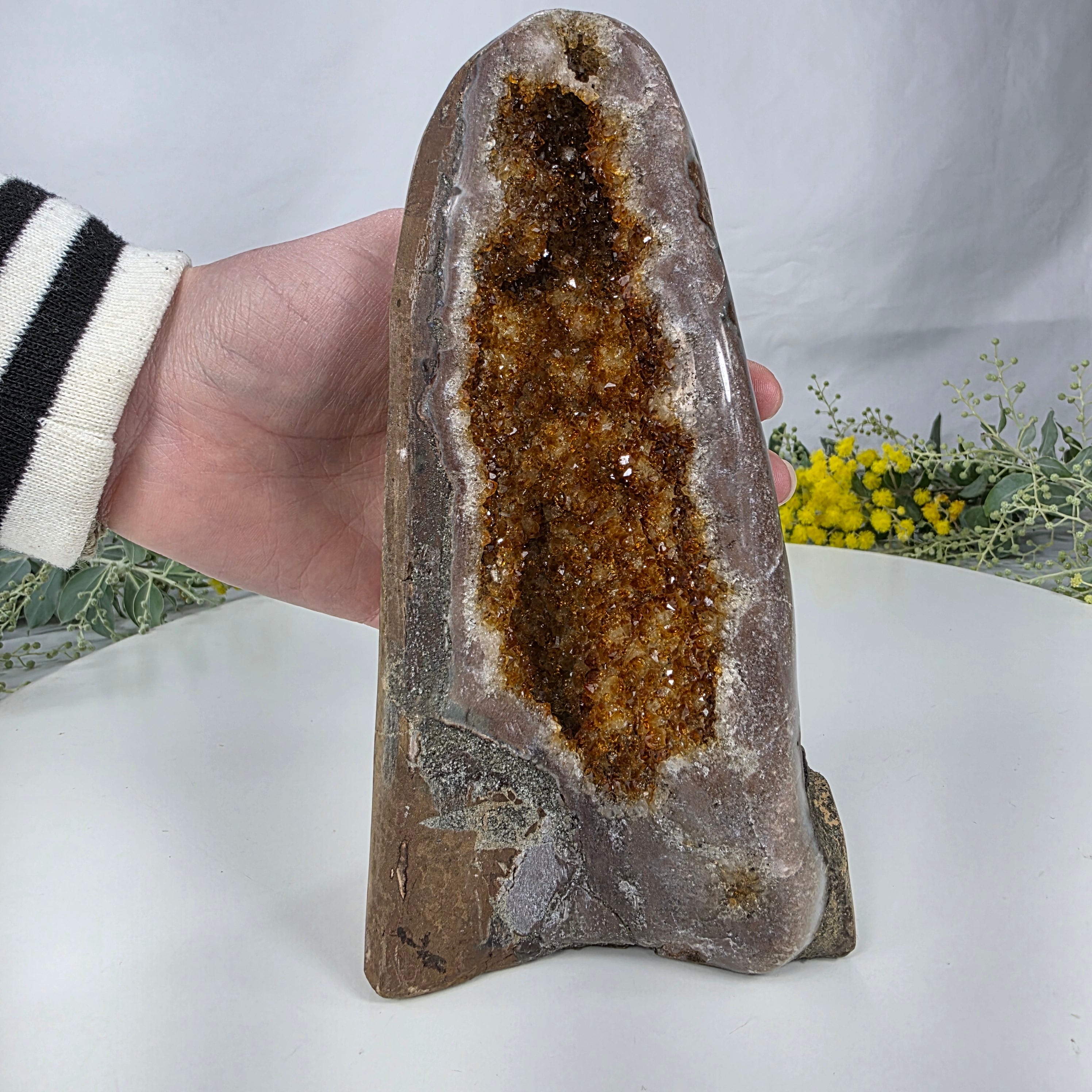 Special Citrine Geode | Weight 1.20 Kgs, Height 19 cm | Handcrafted BR Crystals Piece