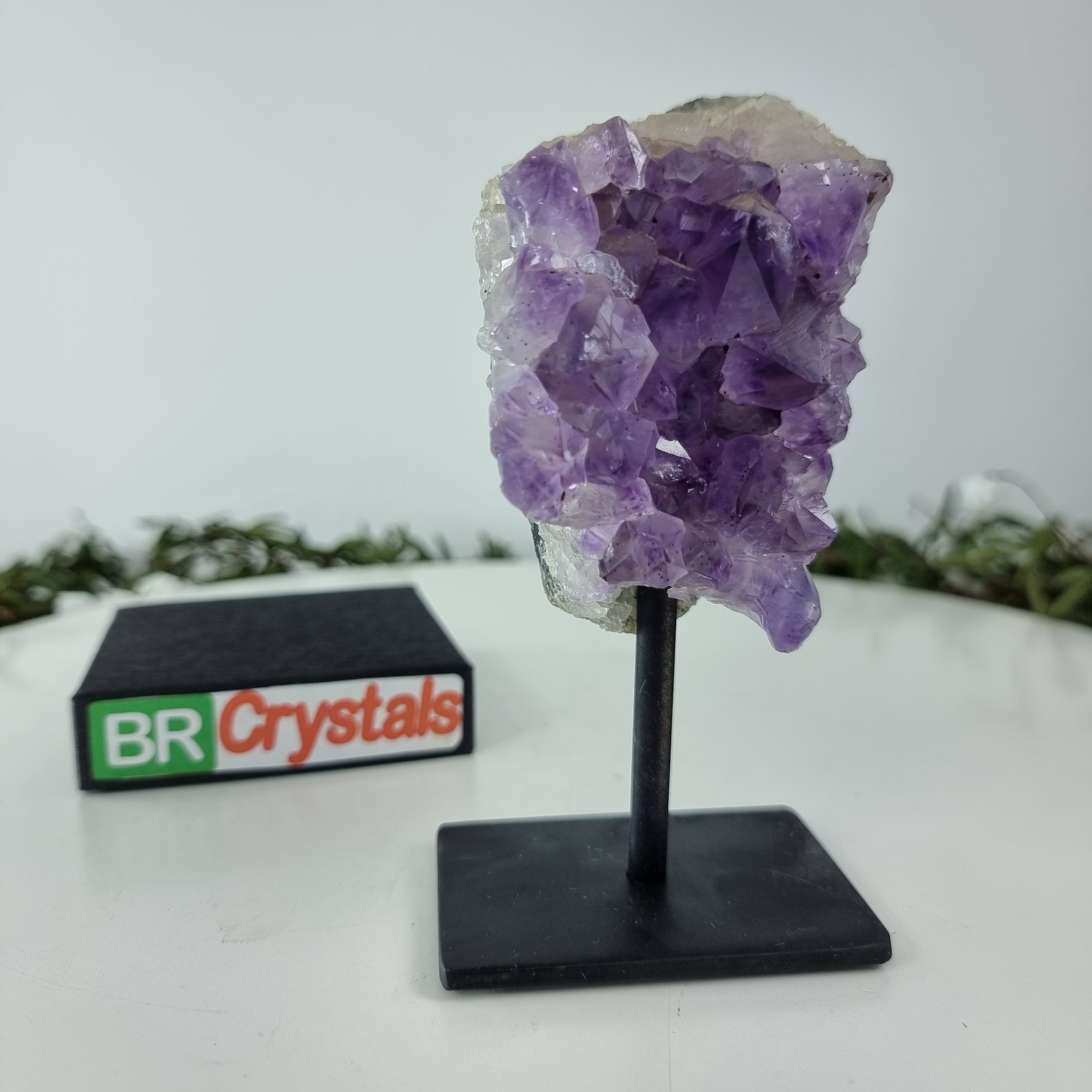 Small Amethyst Druze | Black Iron Base | 1 Unit, Size 15 cm | Energy, Beauty, and Sophistication