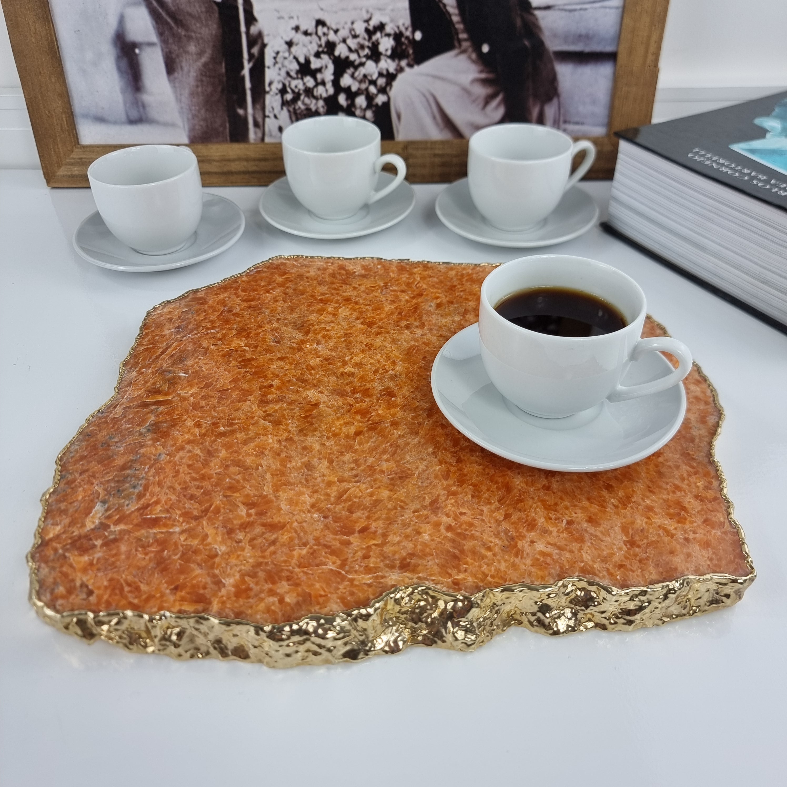 Quartz Trays with GOLDEN EDGES size 30 to 35 cm and weighing 3 kg