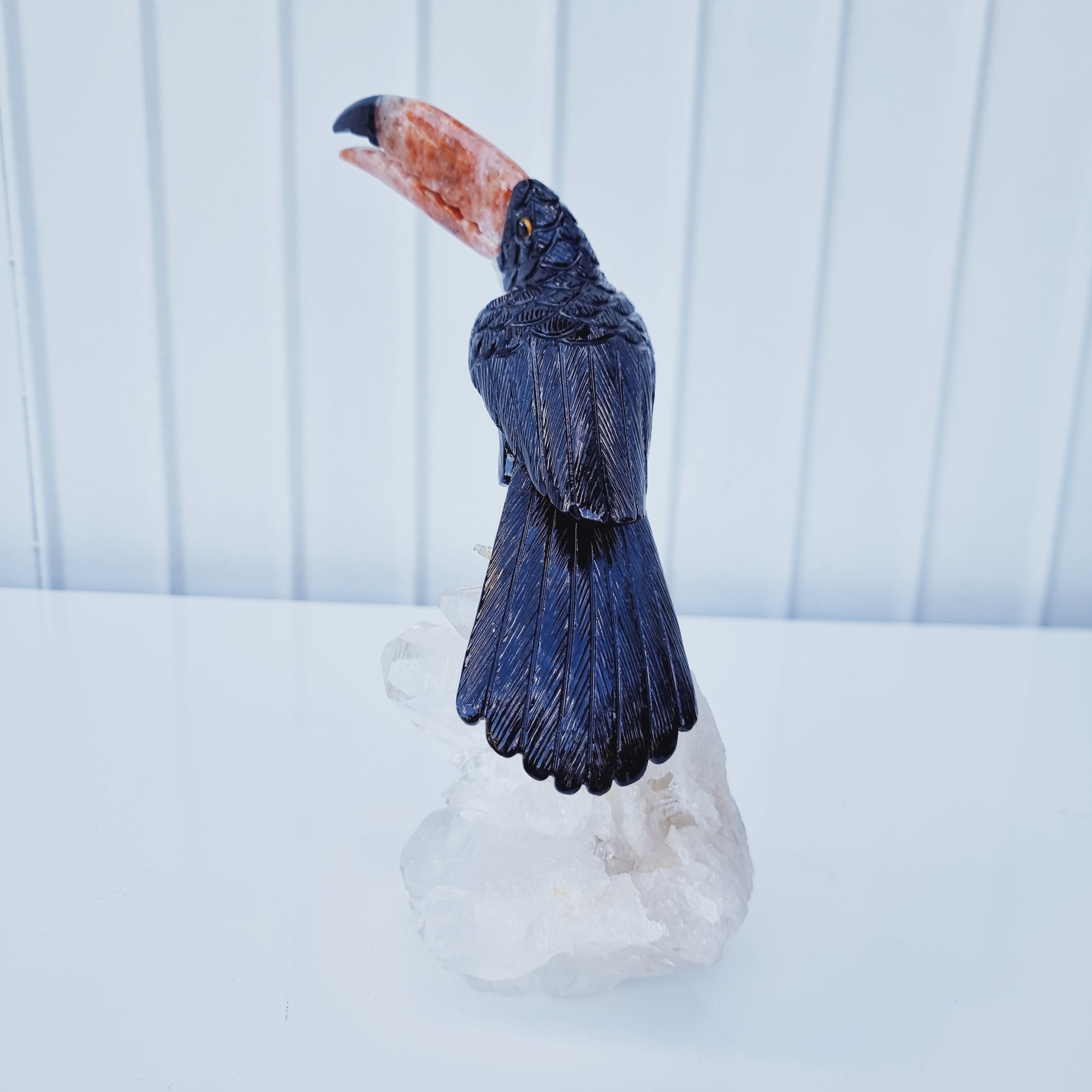 Special Natural Crystal Black Toucan | Weight 1.95 Kgs, Height 26 cm | Exclusive, Energy and Beauty