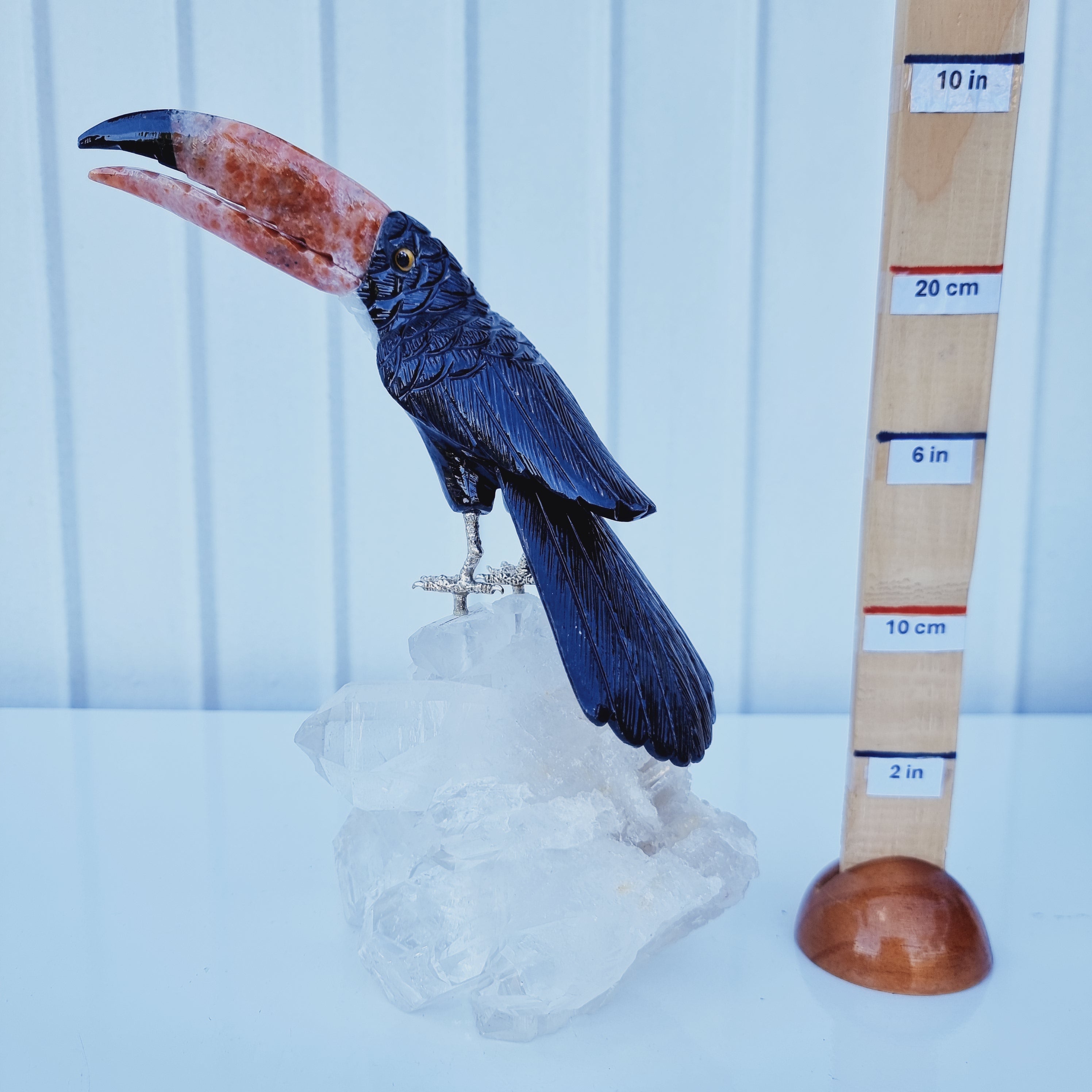 Special Natural Crystal Black Toucan | Weight 1.95 Kgs, Height 26 cm | Exclusive, Energy and Beauty