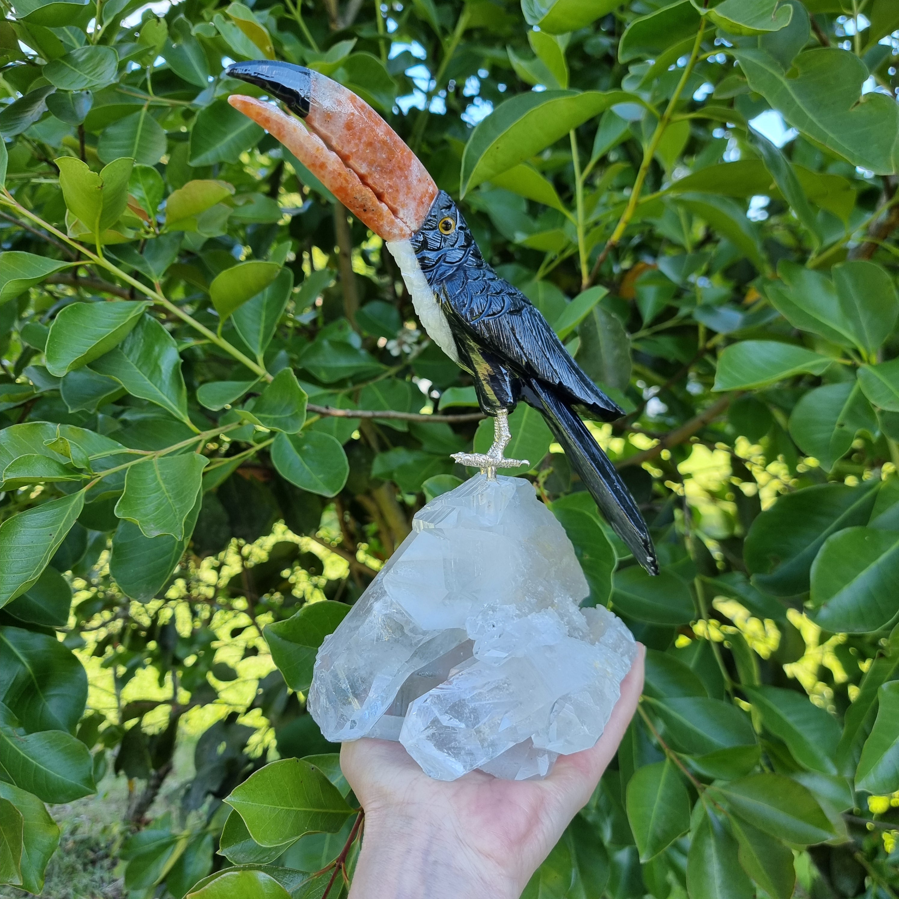 Special Natural Crystal Black Toucan | Weight 1.95 Kgs, Height 26 cm | Exclusive, Energy and Beauty