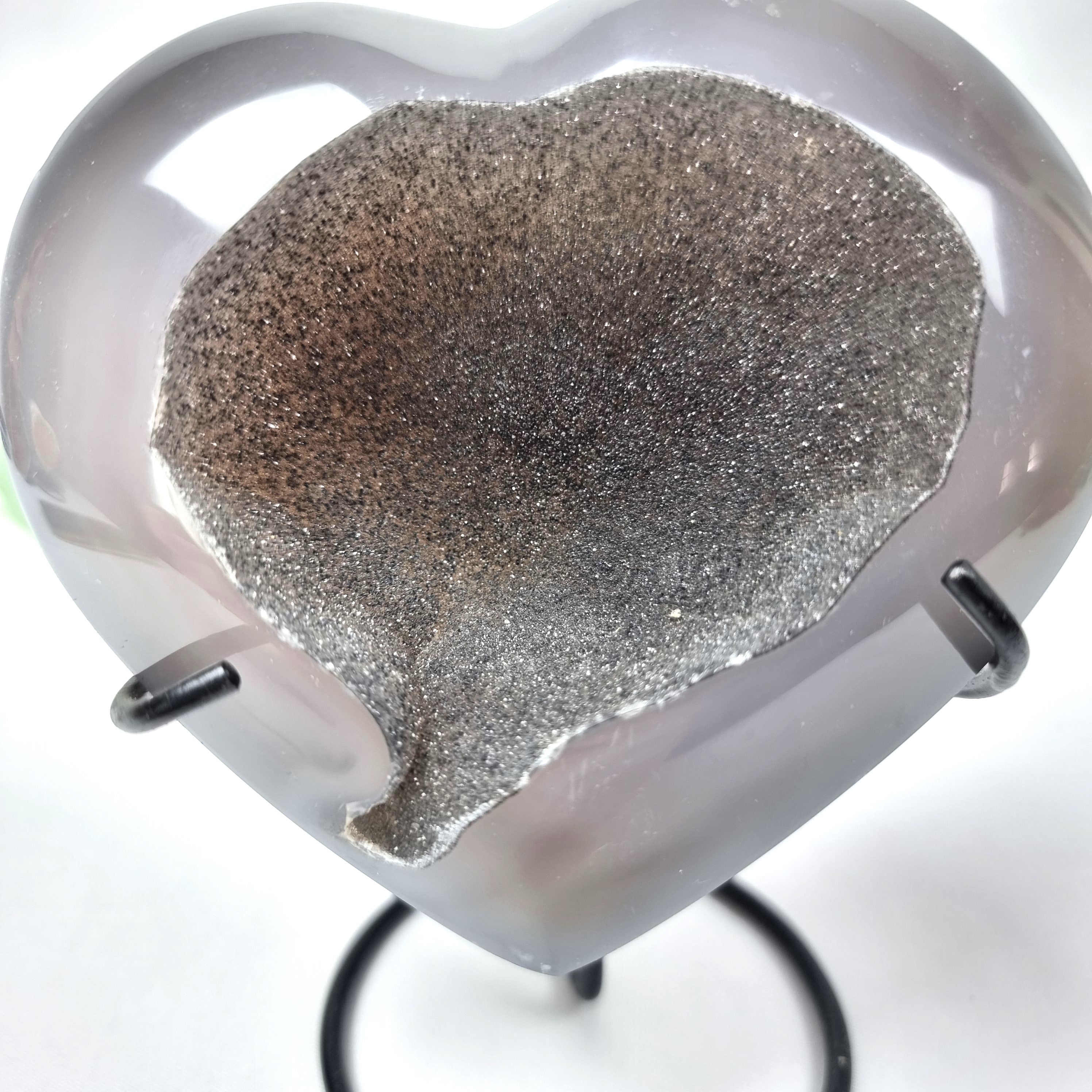 Agate Heart Geode, Extra Quality, metal stand, 1.40 lbs & 4.51" Tall #by Brcrystals