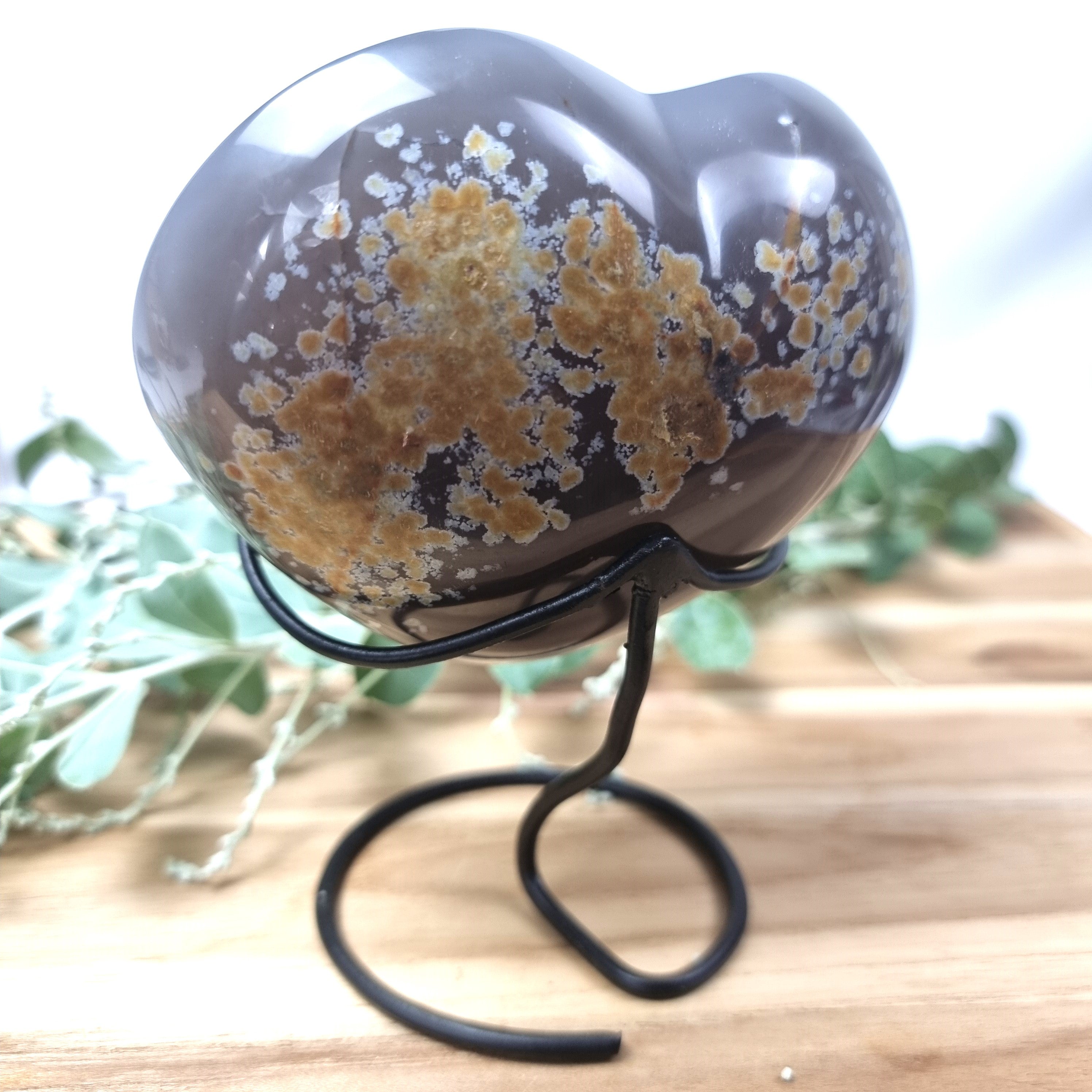 Agate Heart Geode, Extra Quality, metal stand, 1.40 lbs & 4.51" Tall #by Brcrystals