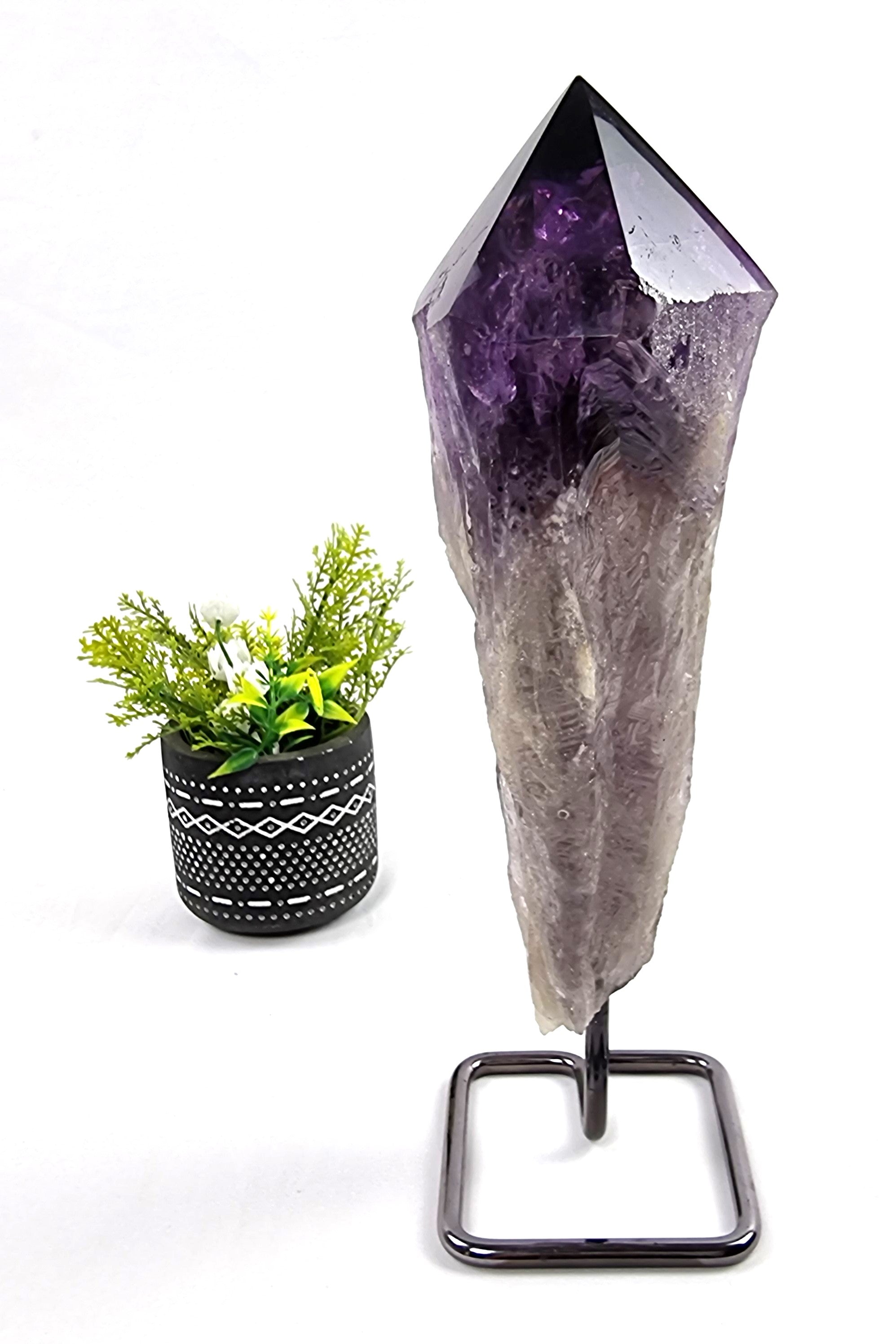 Amethyst Point Metal Base - Polished Amethyst Point, Purple Amethyst Stone, 2,6 lbs