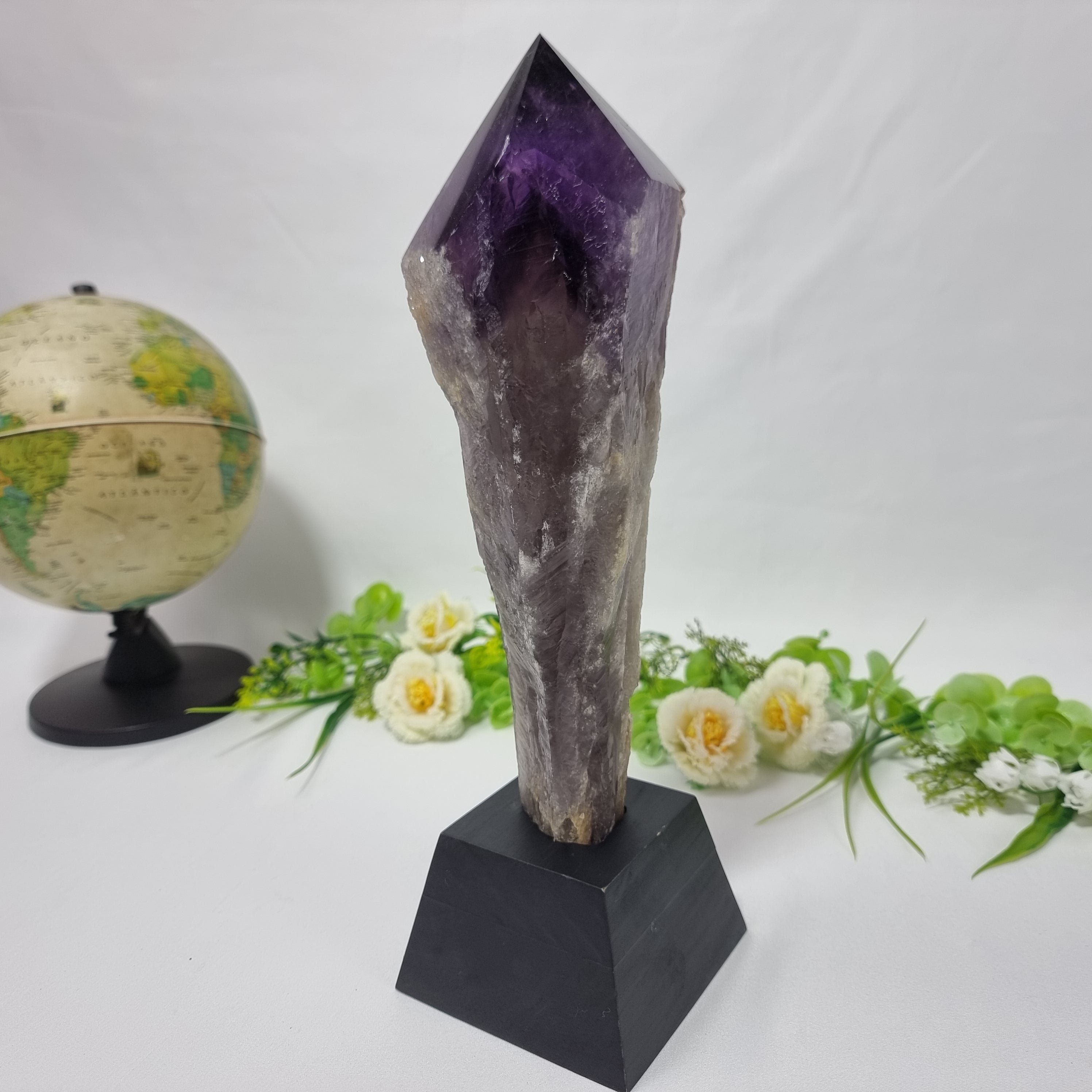 Amethyst Point Wood Base - Crystal Point, Purple Amethyst Stone, 2.65 lbs