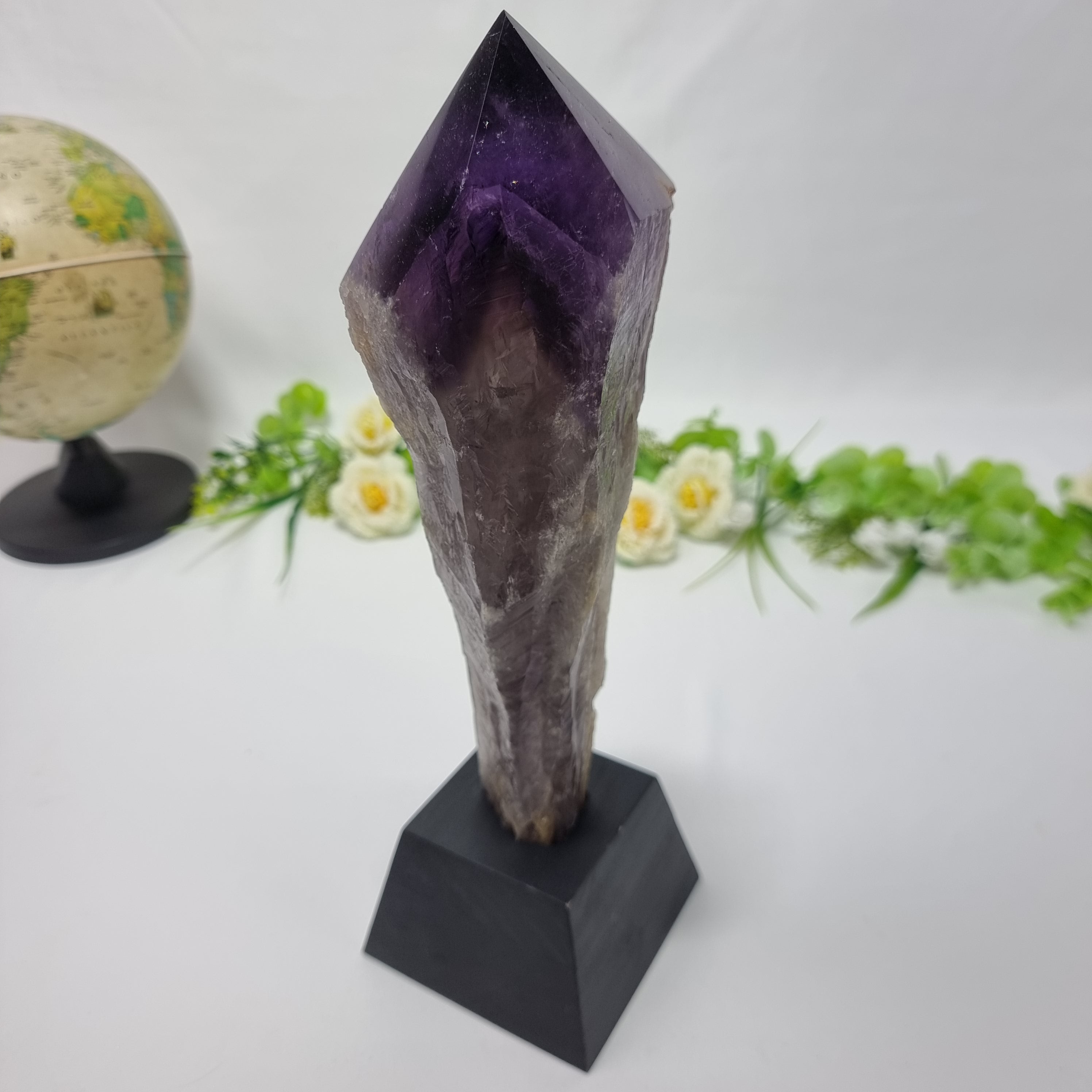Amethyst Point Wood Base - Crystal Point, Purple Amethyst Stone, 2.65 lbs