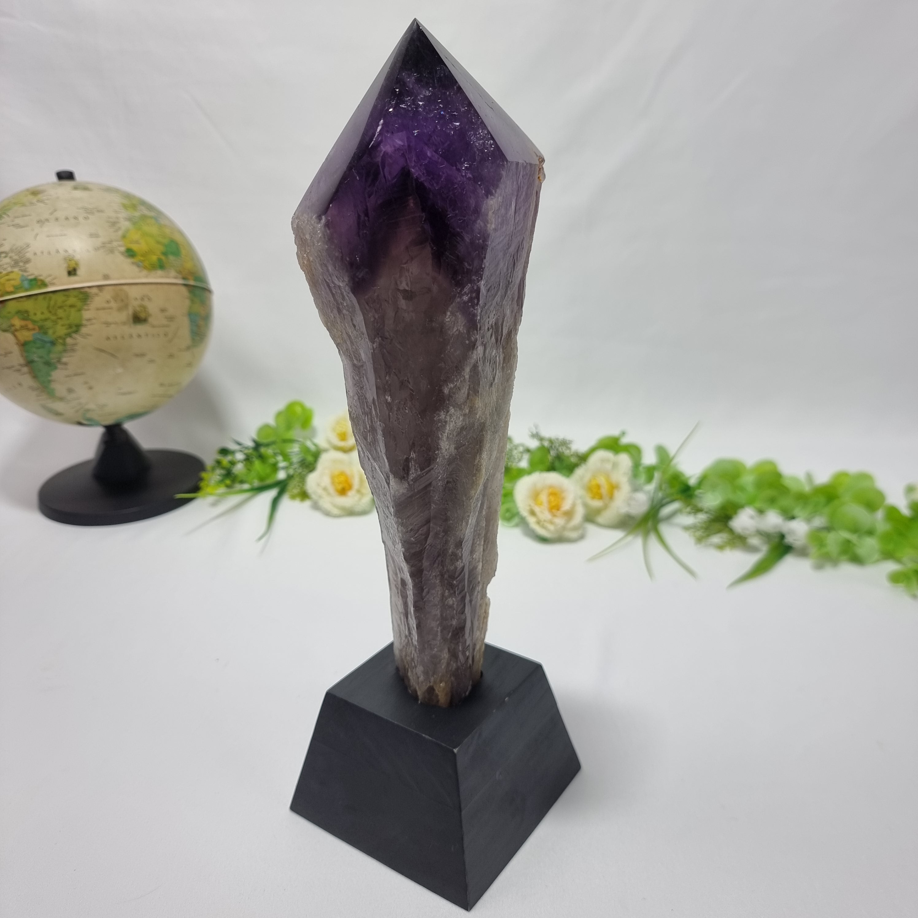 Amethyst Point Wood Base - Crystal Point, Purple Amethyst Stone, 2.65 lbs