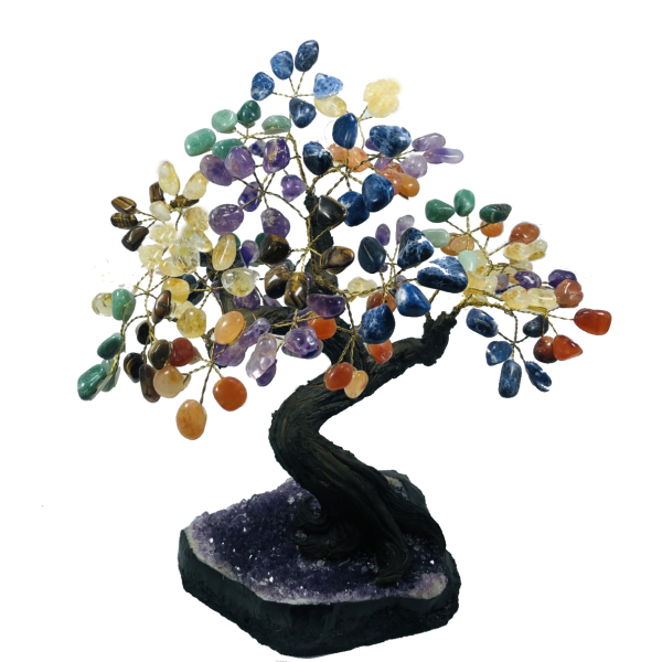 Natural STONE Trees | 180 Stones, 36 branches | Amethyst Base with 30 cm height - BR Crystals Handmade Piece