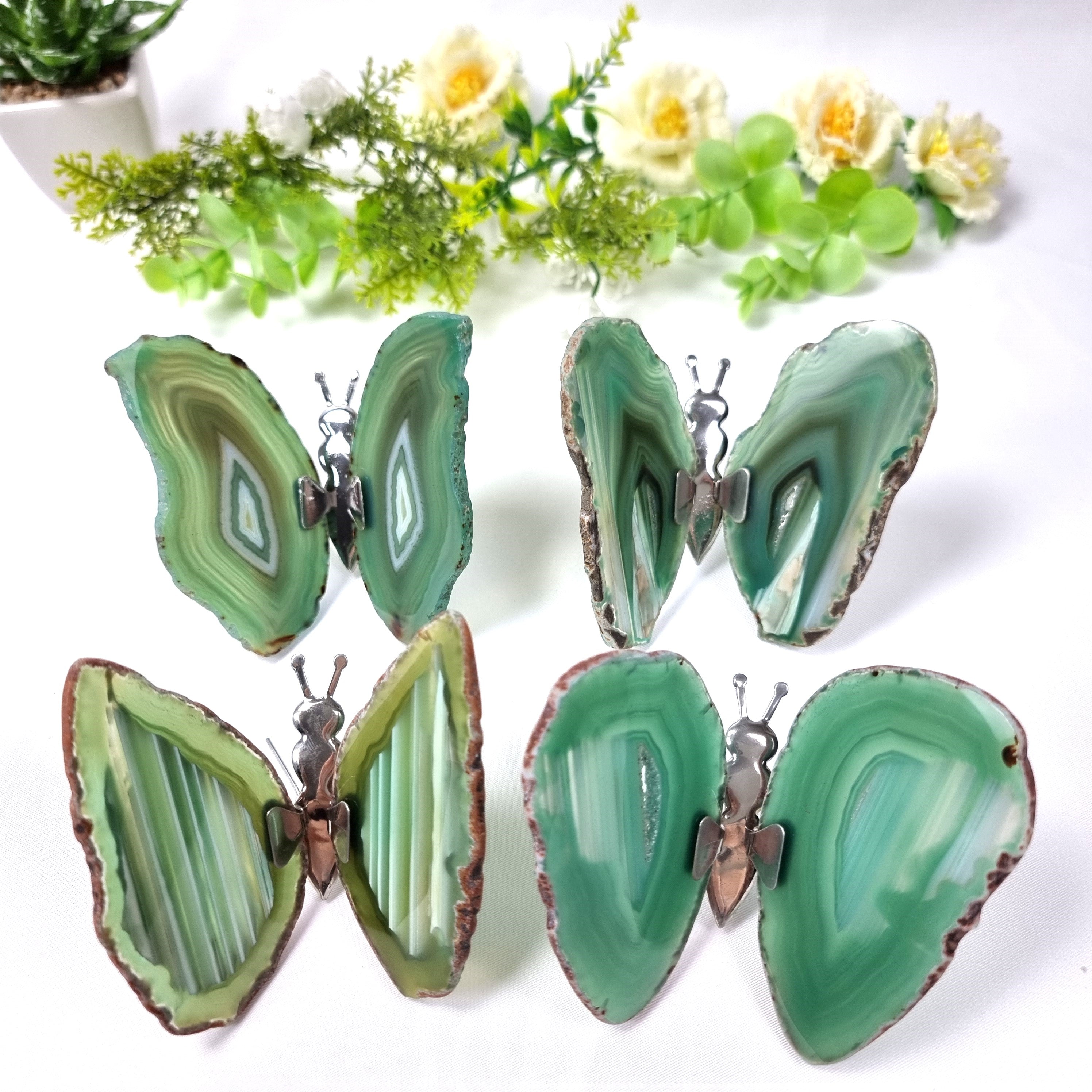 Agate Wings Butterfly set of 4 pieces, Agate Slice Butterfly, size 3 to 4 inches, available in different colors