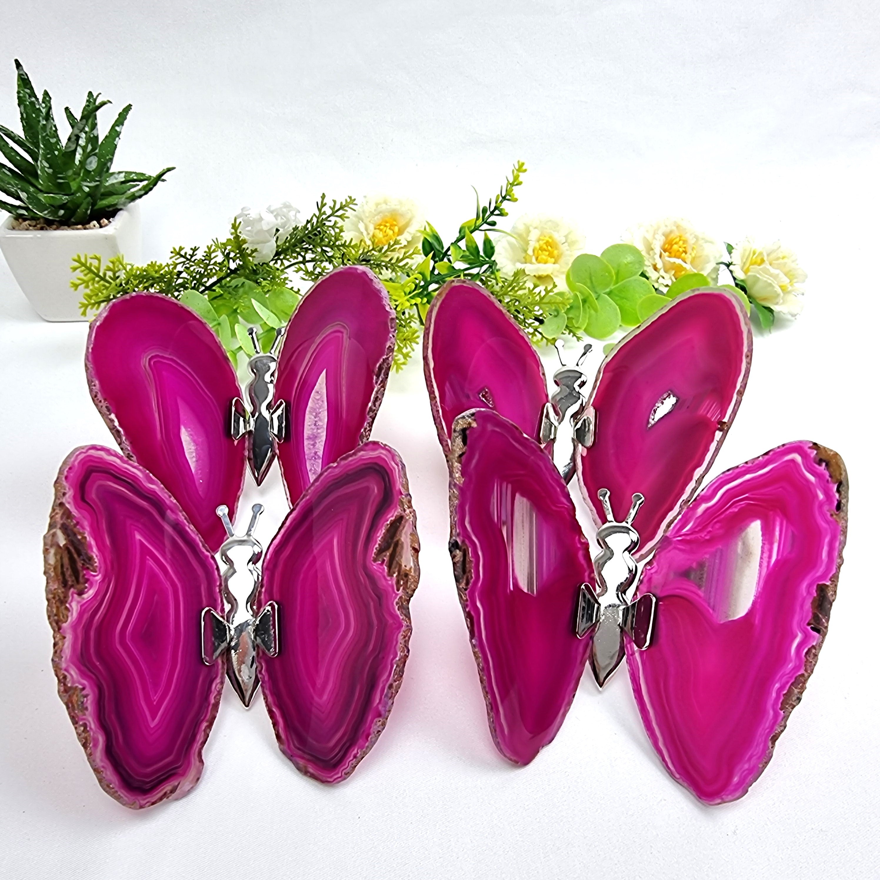 Agate Wings Butterfly set of 4 pieces, Agate Slice Butterfly, size 3 to 4 inches, available in different colors