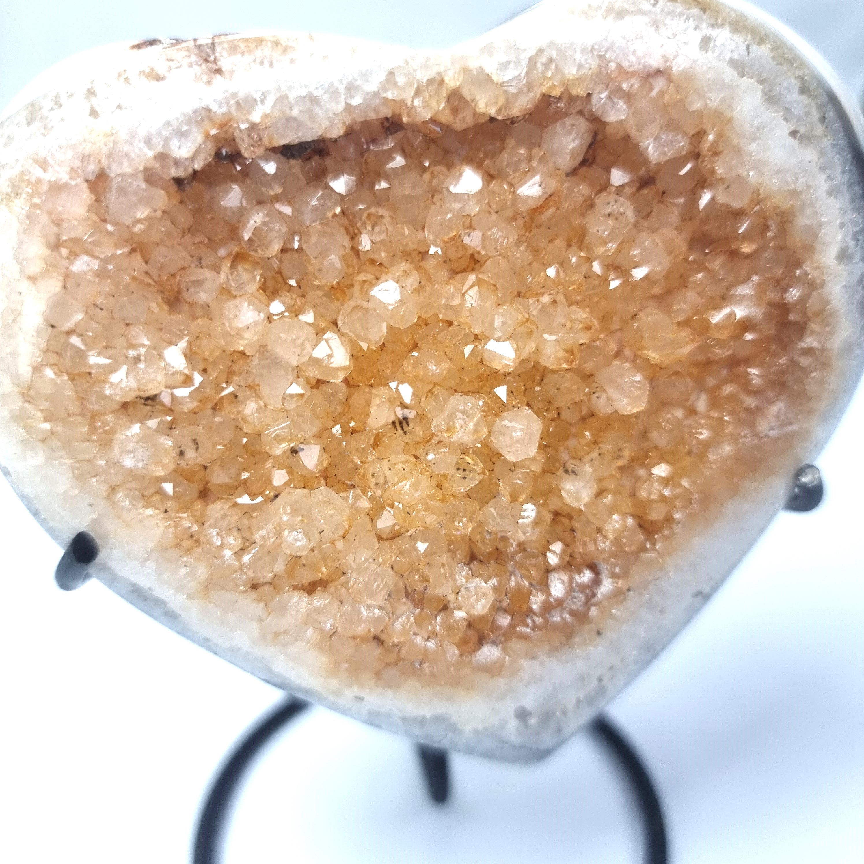 Citrine Heart Geode, Extra Quality, metal stand, 1.00 lbs & 4.33" Tall #by Brcrystals