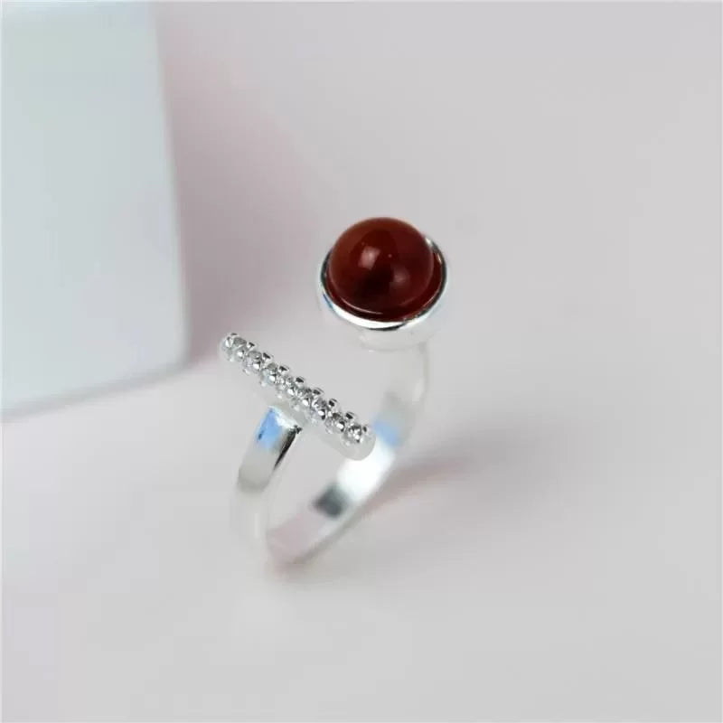 Ring with Stone Appliqué in 925 Silver