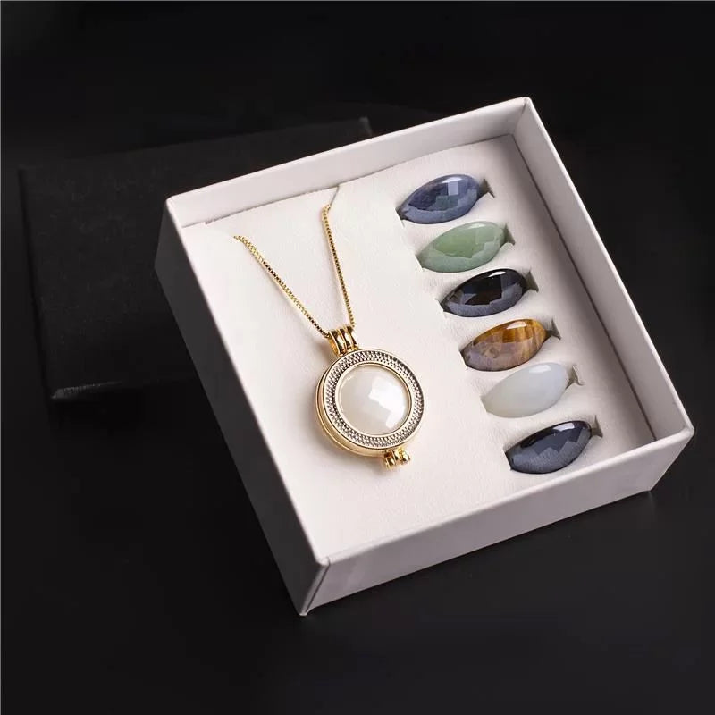 Faceted Locket Necklace with Pearl