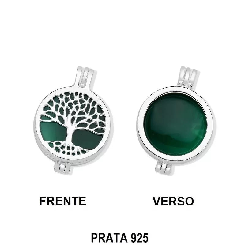 Faceted Locket Necklace in Silver - Tree of Life