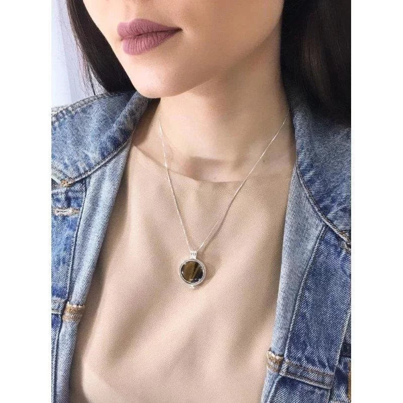 Sterling Silver Faceted Locket Necklace