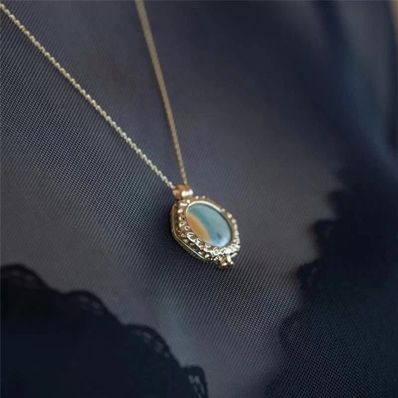 Gold-Plated Faceted Locket Necklace