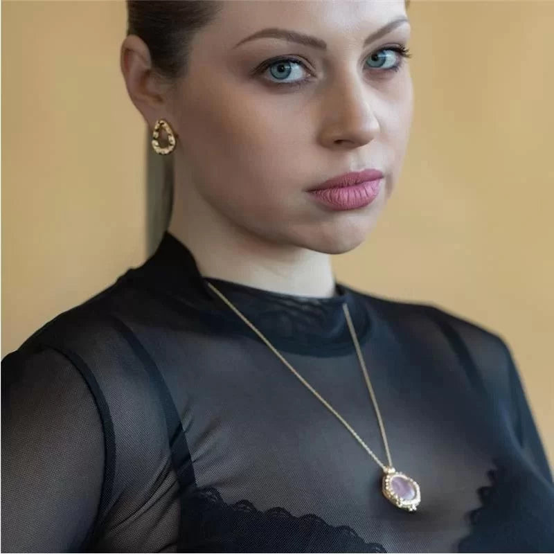 Gold-Plated Faceted Locket Necklace