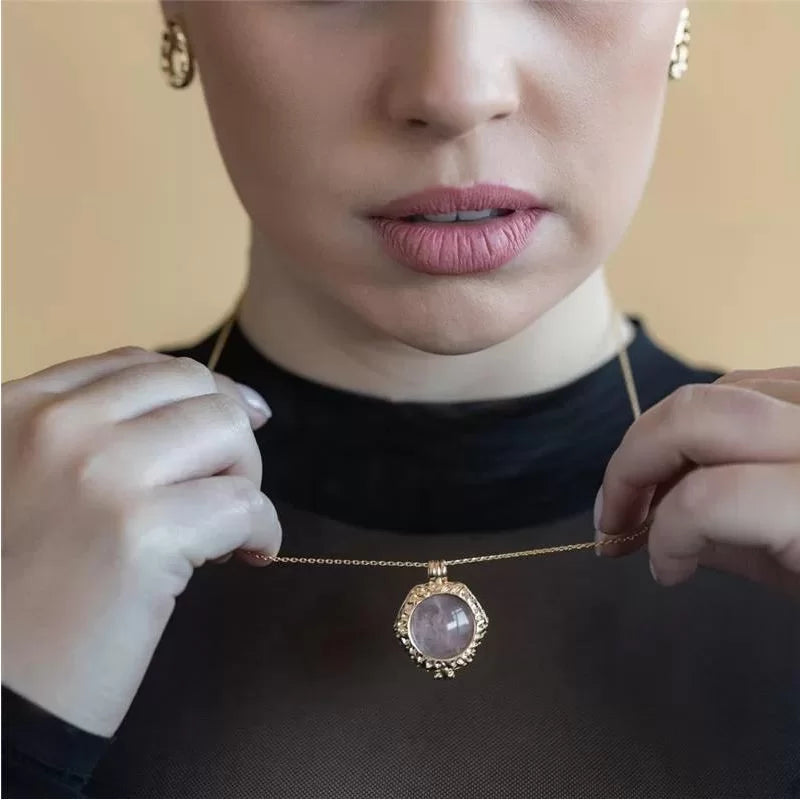 Gold-Plated Faceted Locket Necklace