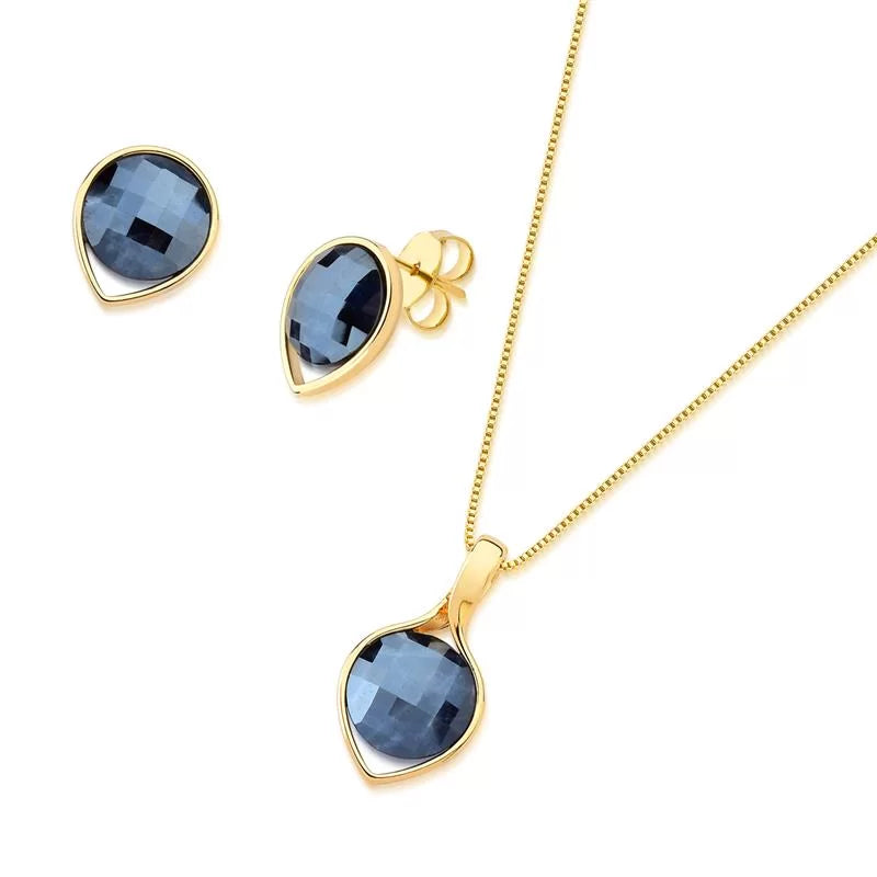Pearlescent Gold-Plated Earring and Necklace Set