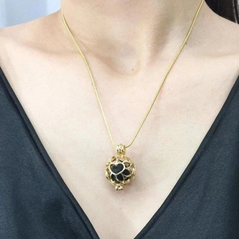 Gold Aroma Diffuser Necklace Pendant