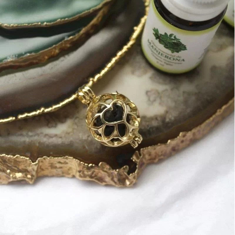 Gold Aroma Diffuser Necklace Pendant