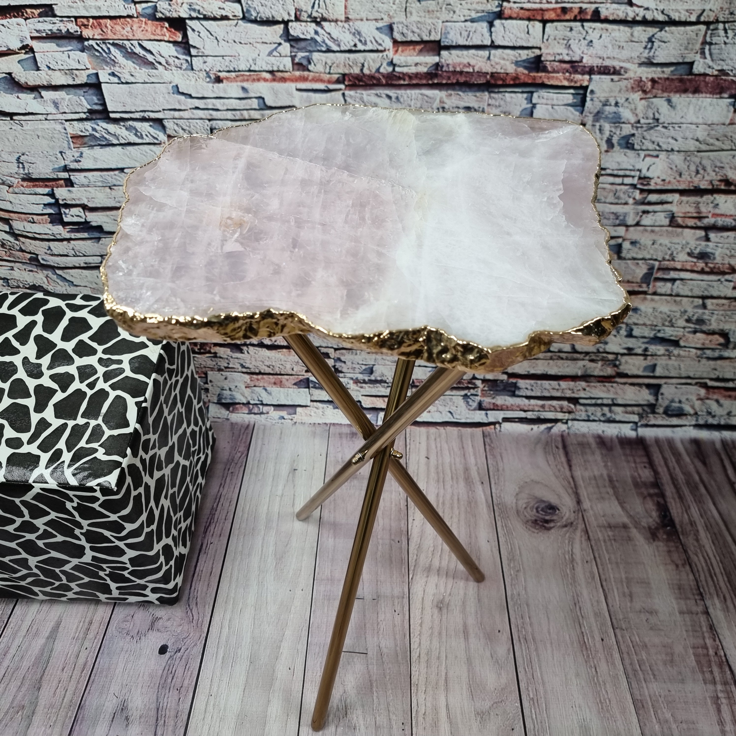 QUARTZ Side Tables - Choice Options | 3 Tripod Base Options | 60 cm Height - Handmade Piece BR Crystals